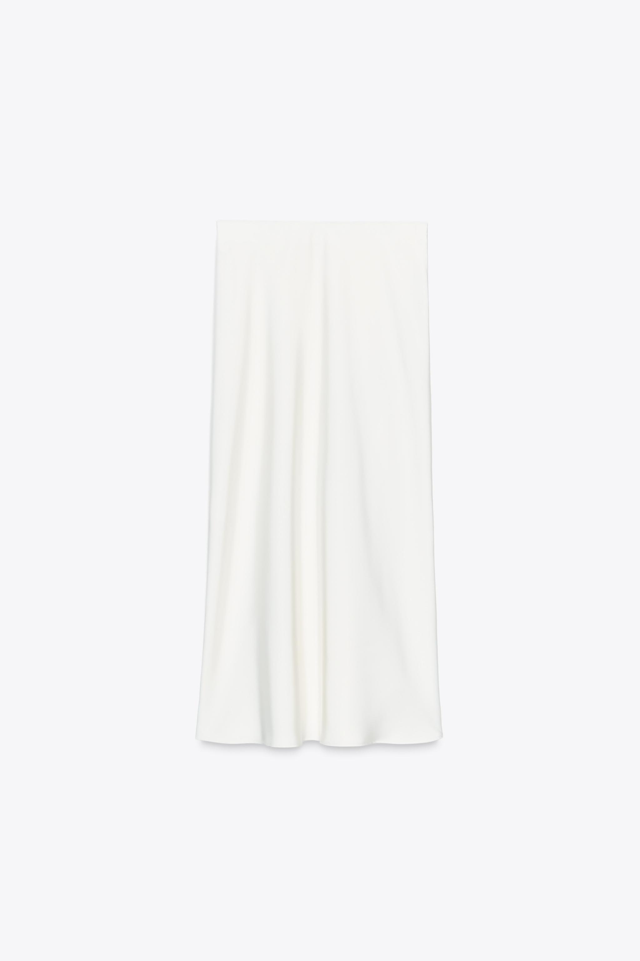 SATIN EFFECT LACE MIDI SKIRT
