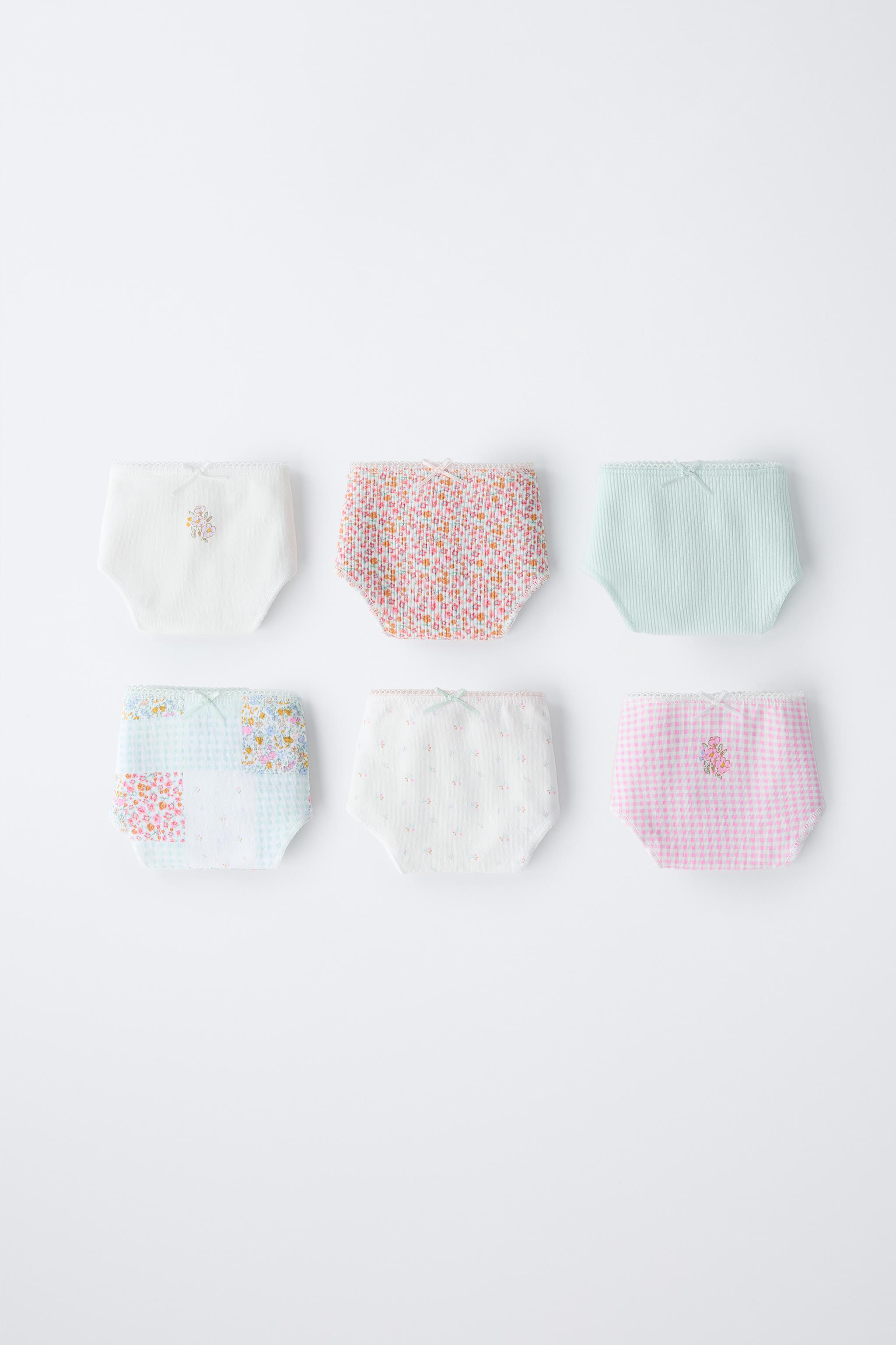 6-14 YEARS/ SIX-PACK OF PATCHWORK AND RIBBED FLORAL UNDERWEAR