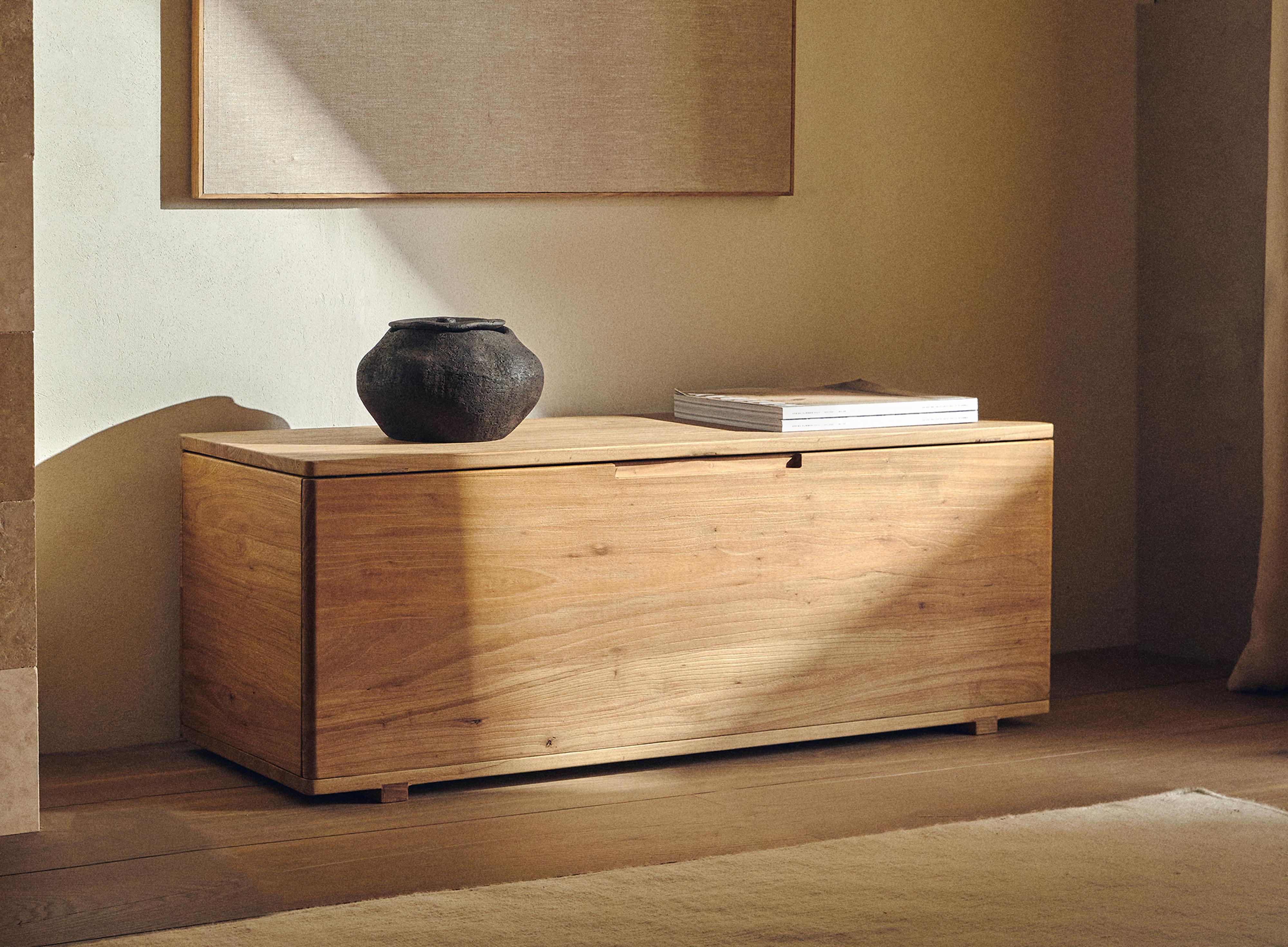 ELM WOOD BENCH WITH STORAGE