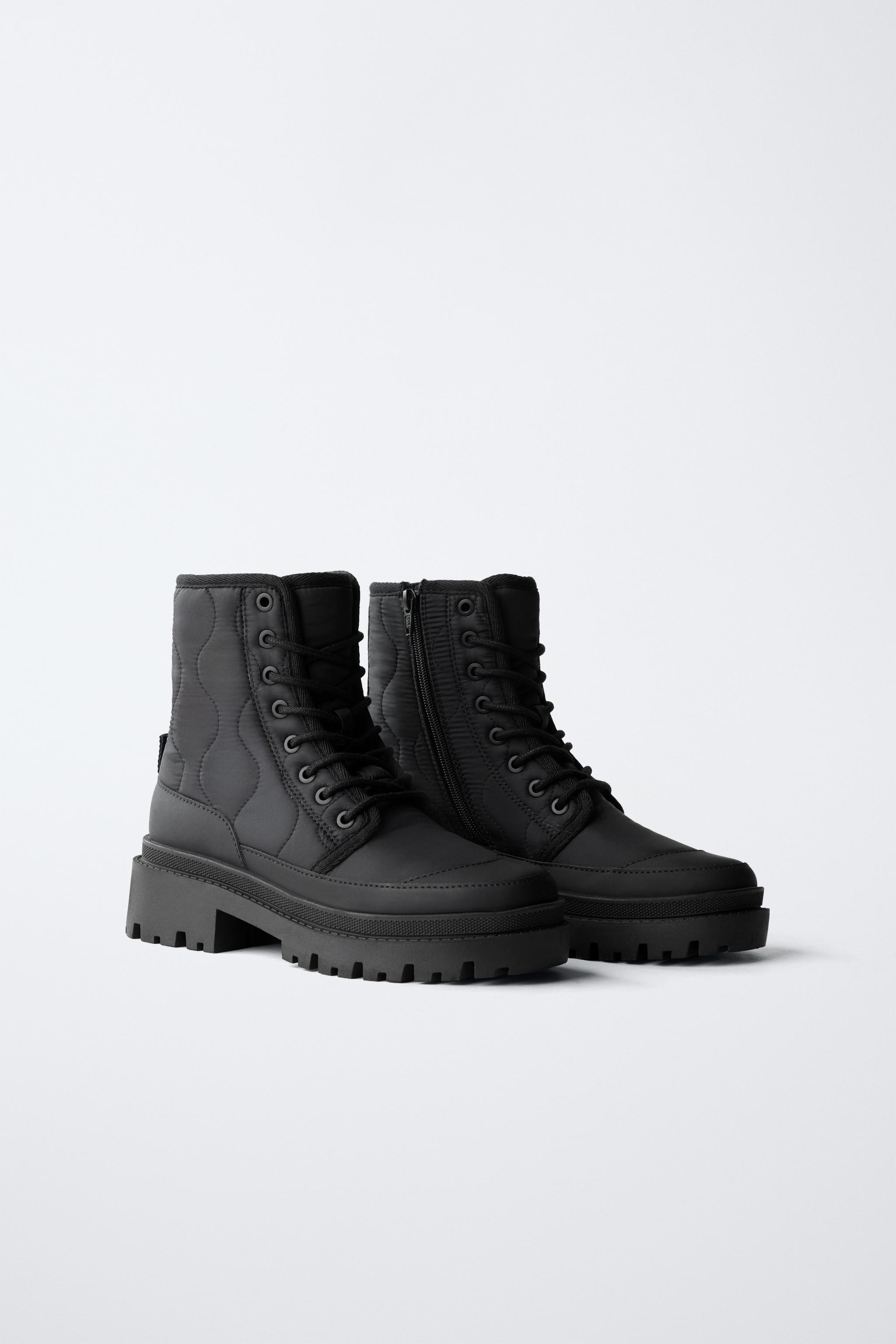 QUILTED LACED ANKLE BOOTS