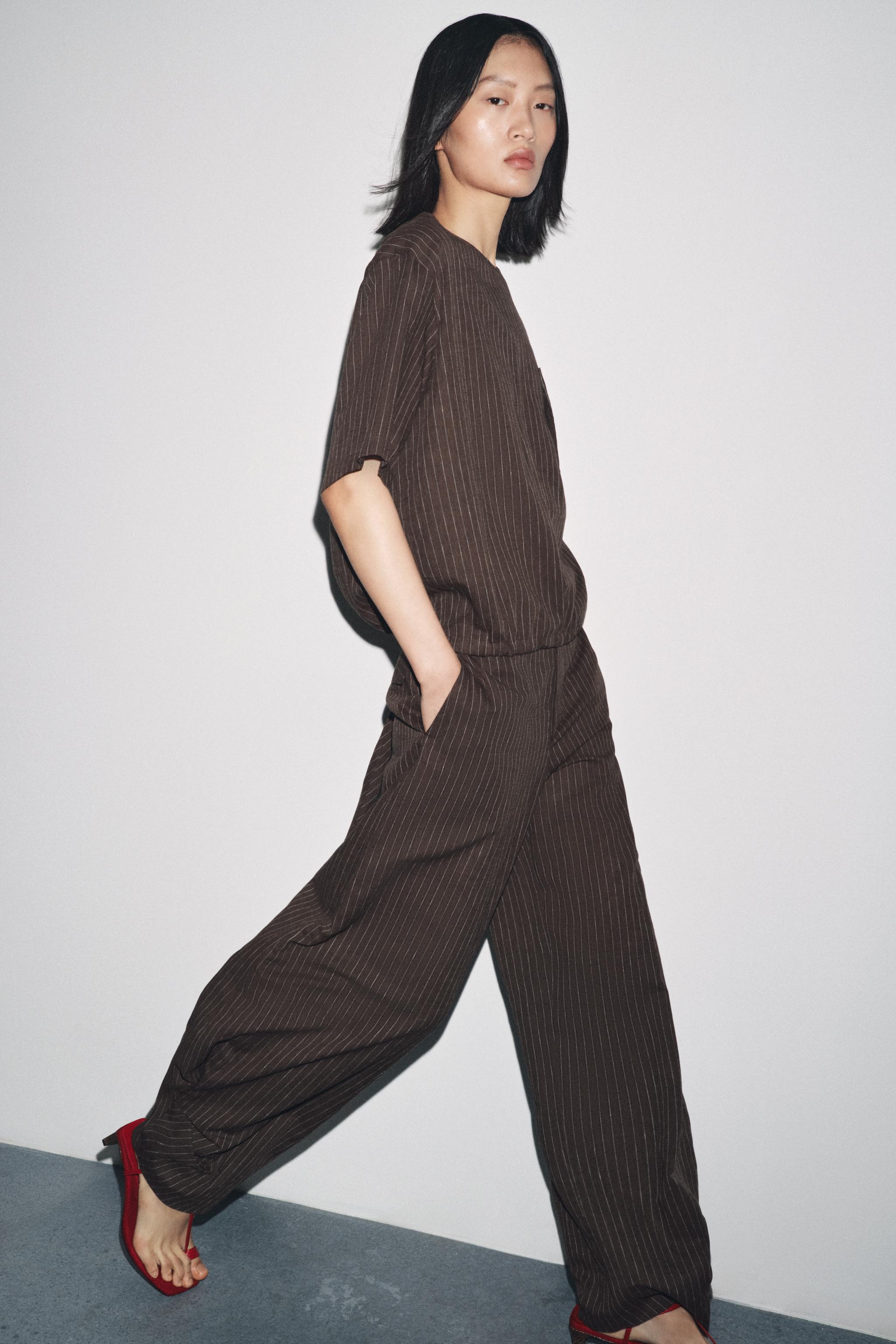 ZW COLLECTION STRIPED LINEN BLEND TOP