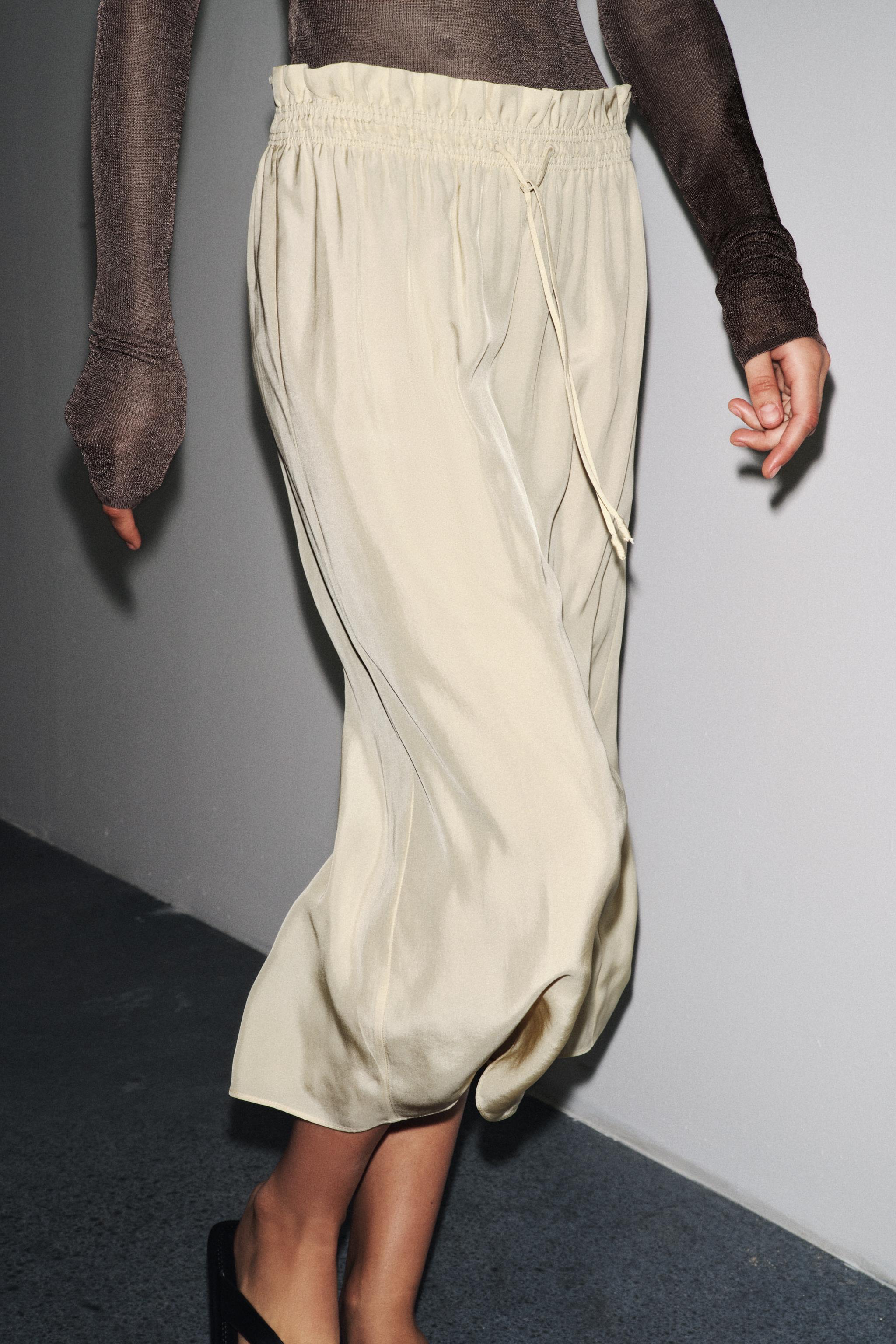 DRAWSTRING MIDI SKIRT ZW COLLECTION