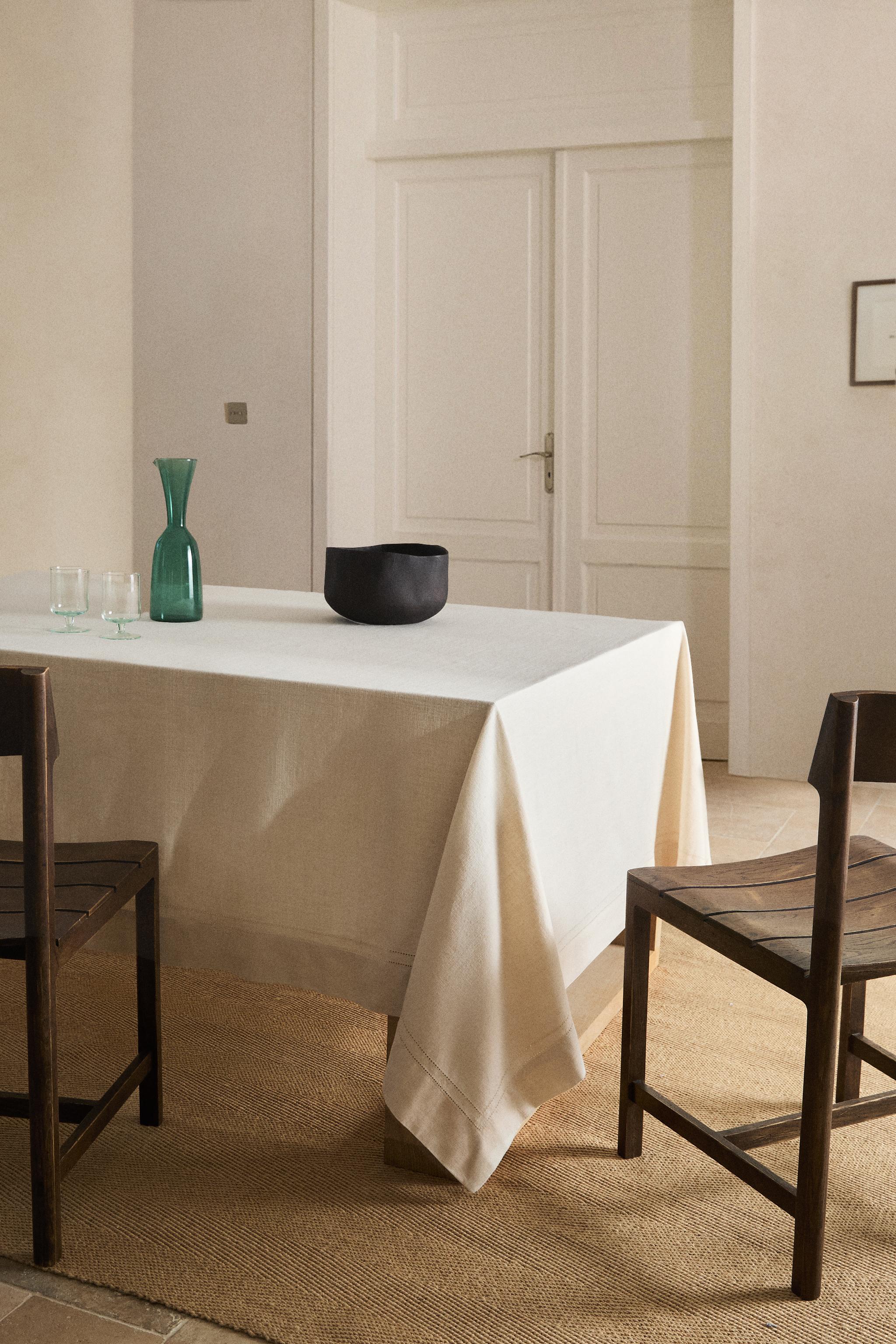 HEMSTITCHED COTTON TABLECLOTH