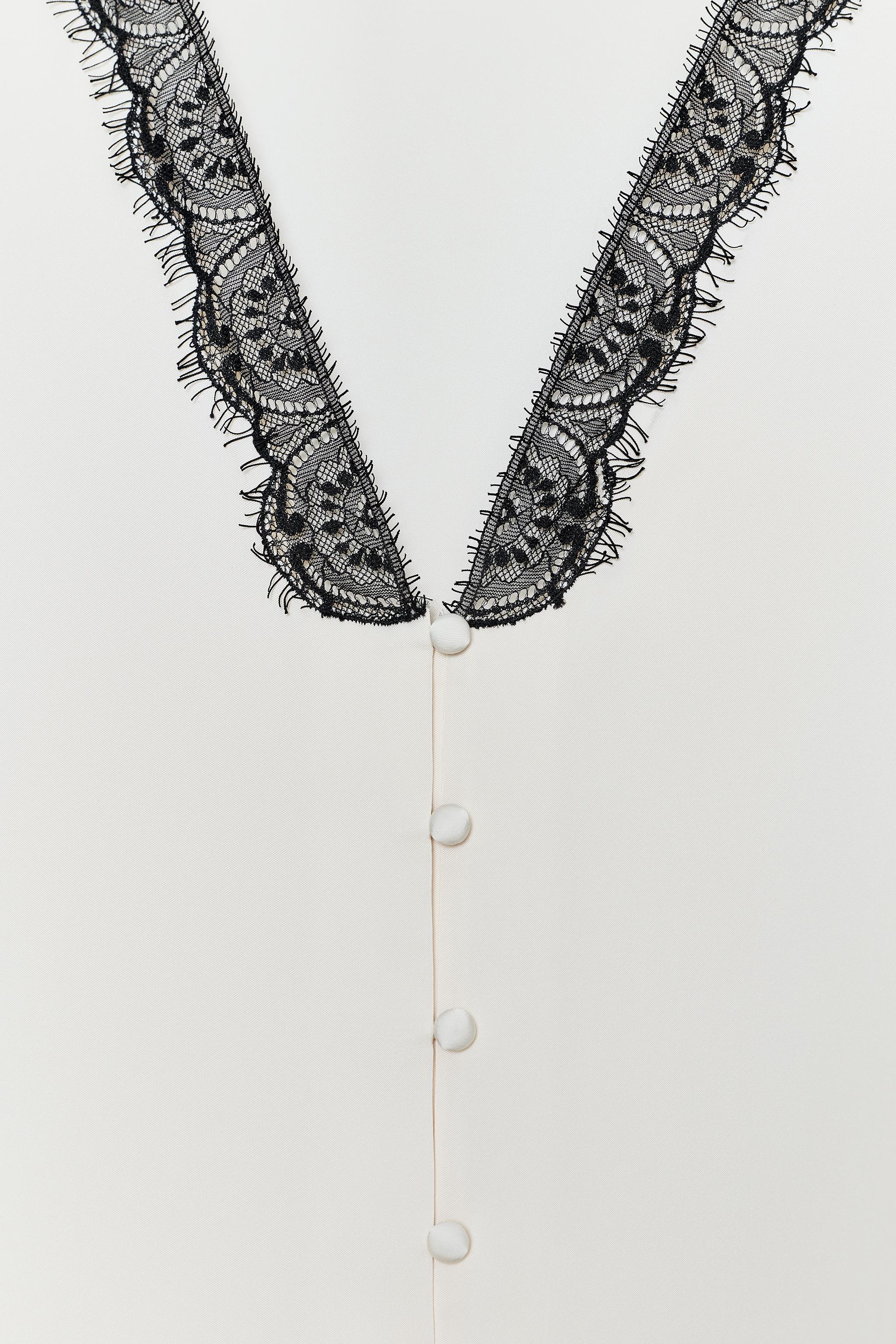 CONTRAST LACE SATIN EFFECT BLOUSE