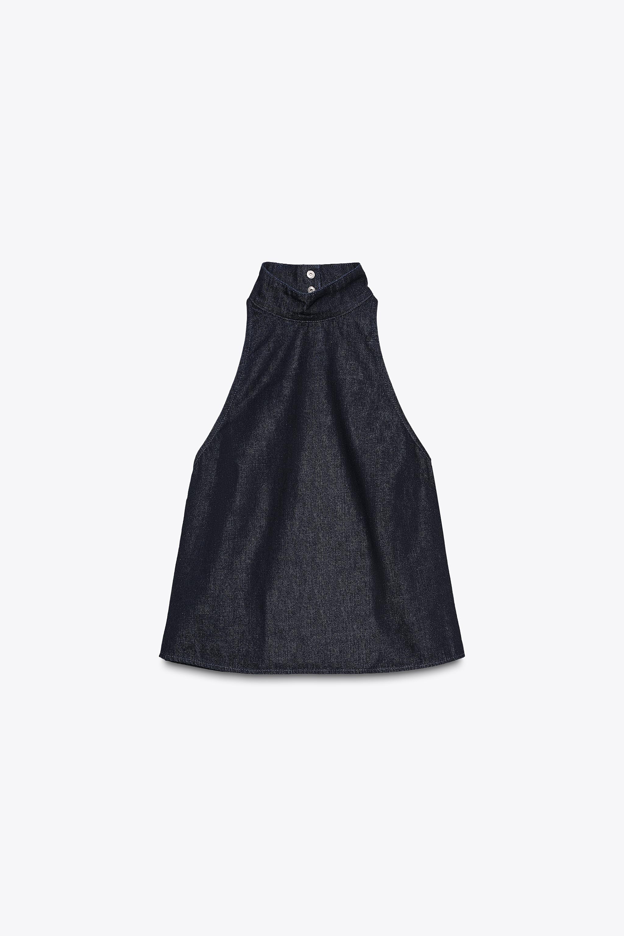 DENIM HALTER TOP TRF