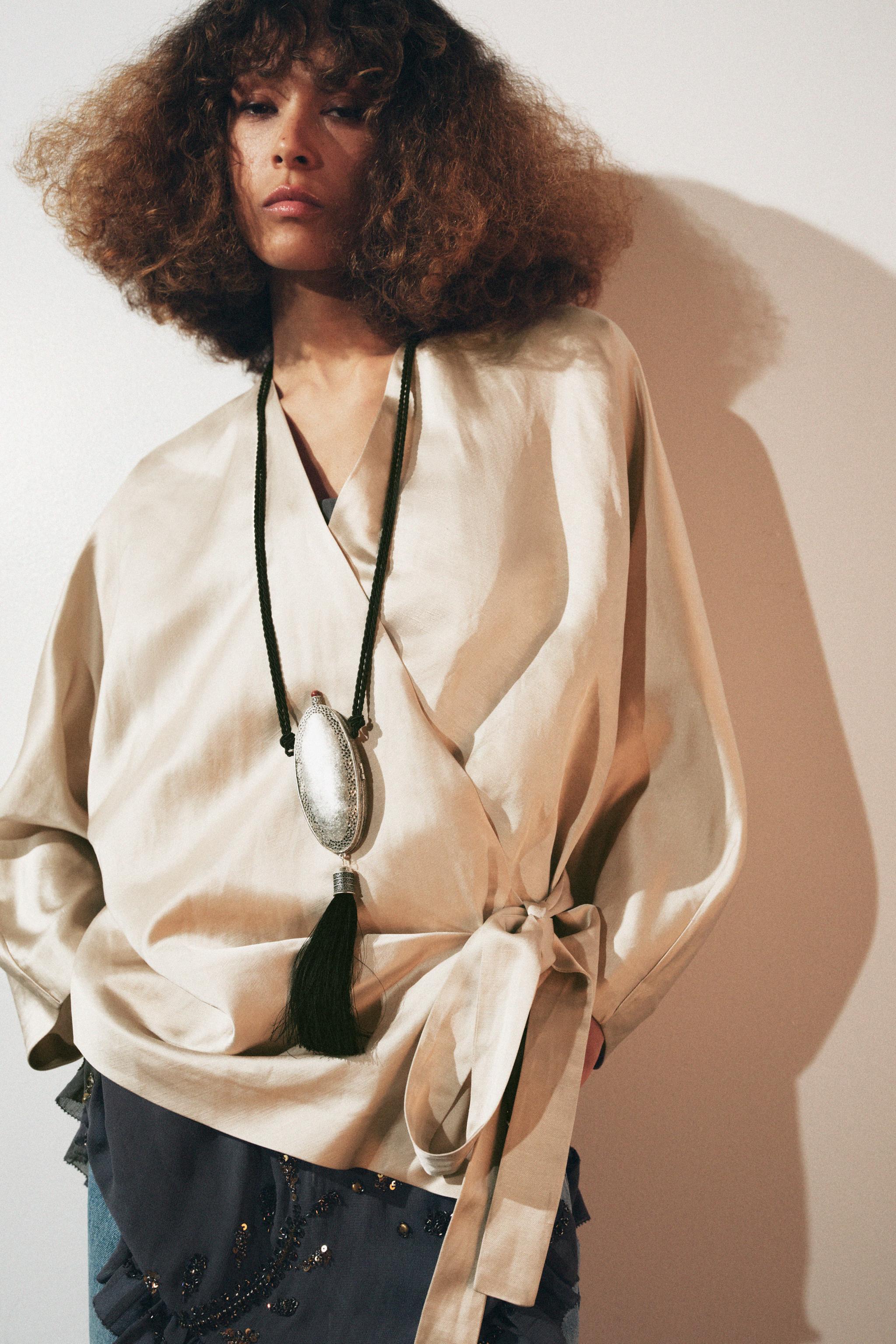 ZW COLLECTION LINEN WRAP BLOUSE