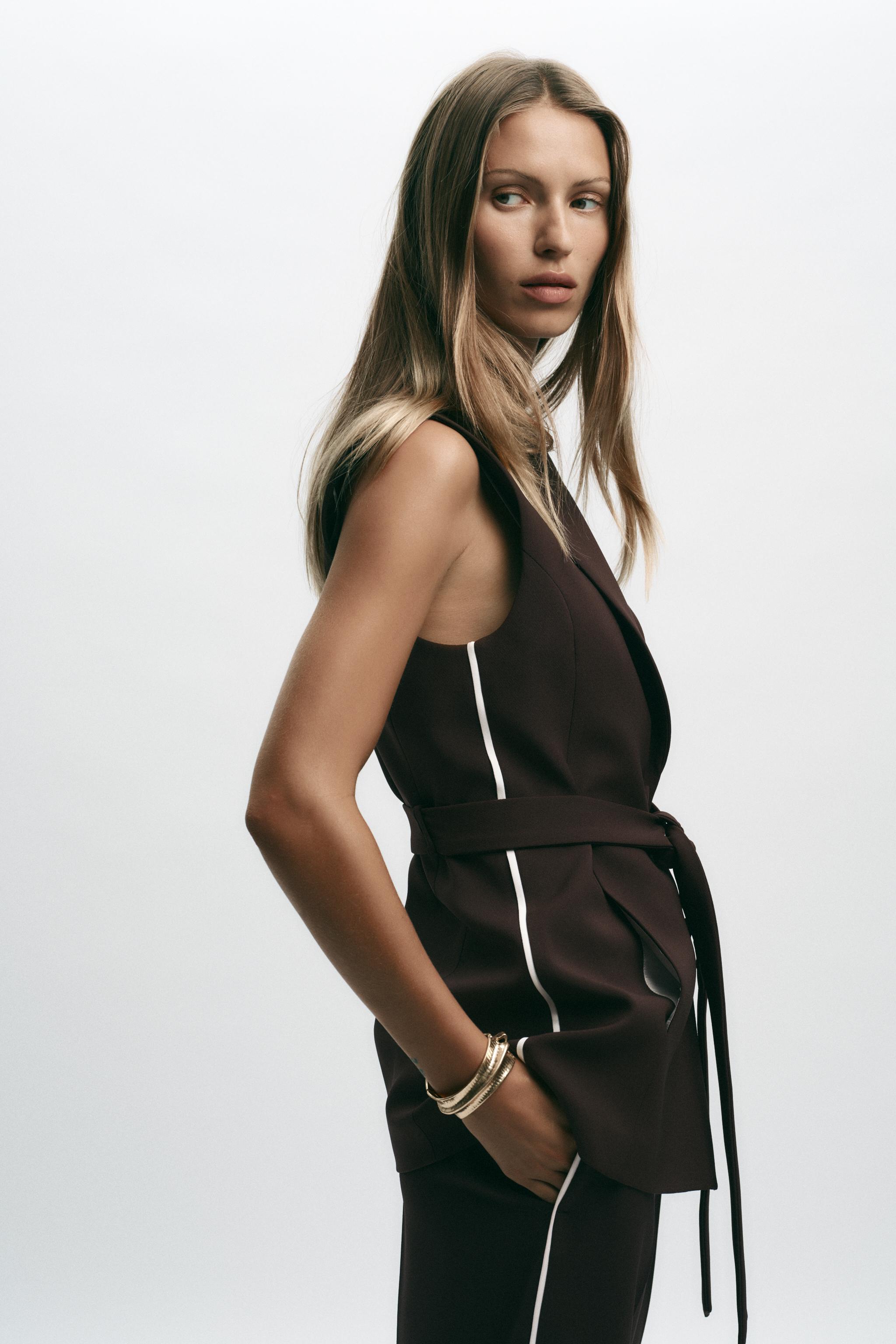 LONG VEST WITH SIDE STRIPE