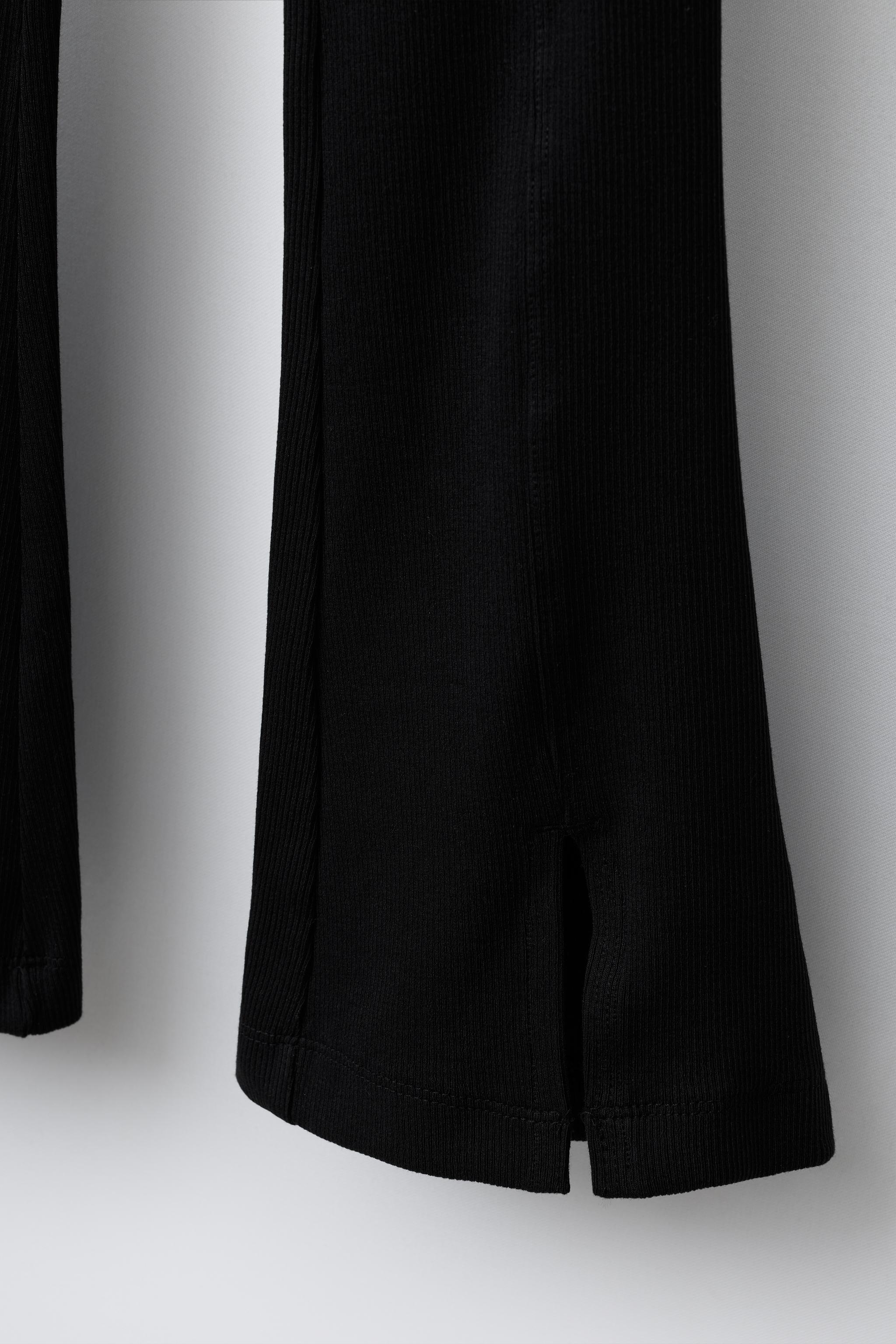 PLAIN RIBBED FLARE LEGGINGS