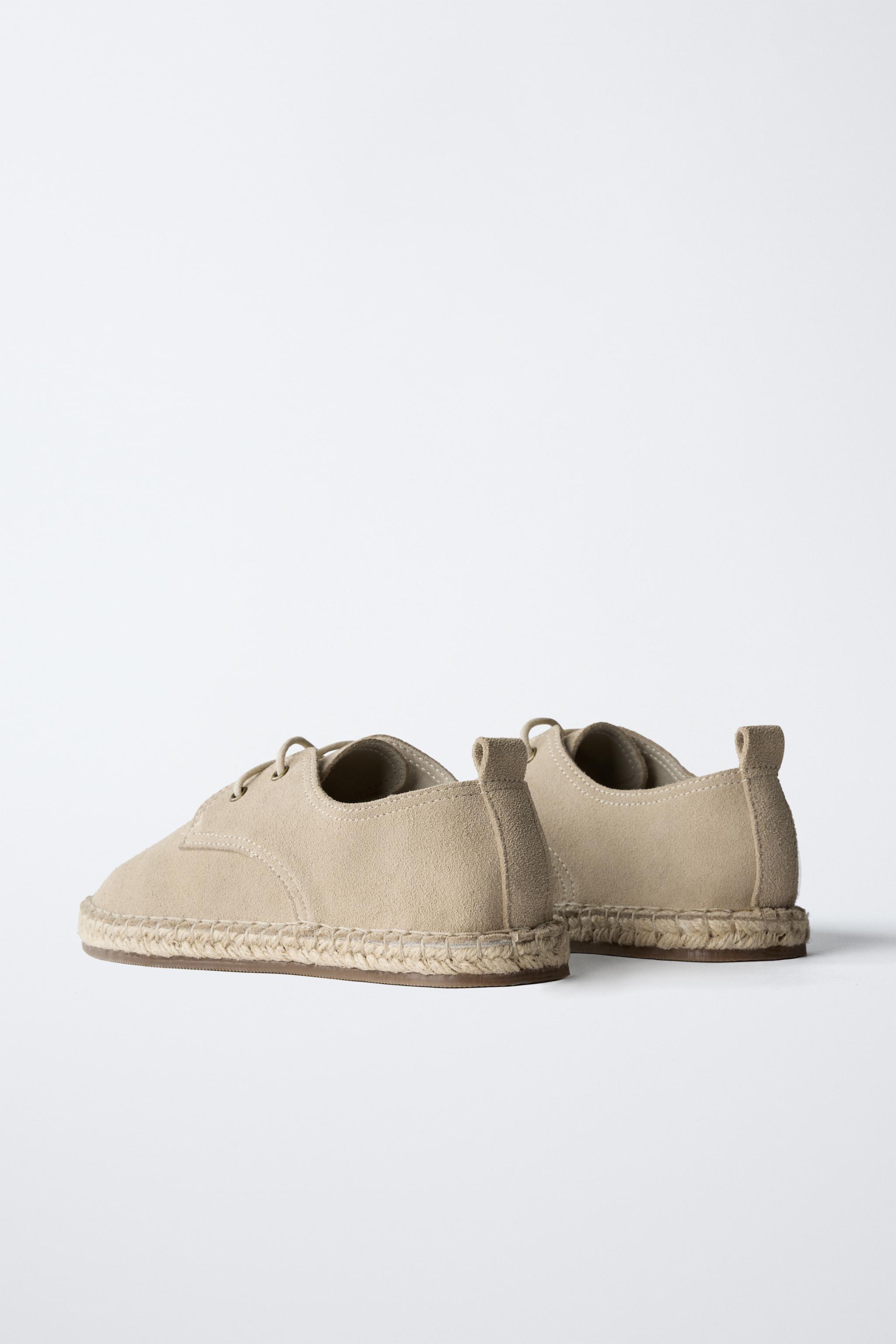 LEATHER JUTE DERBY SHOES