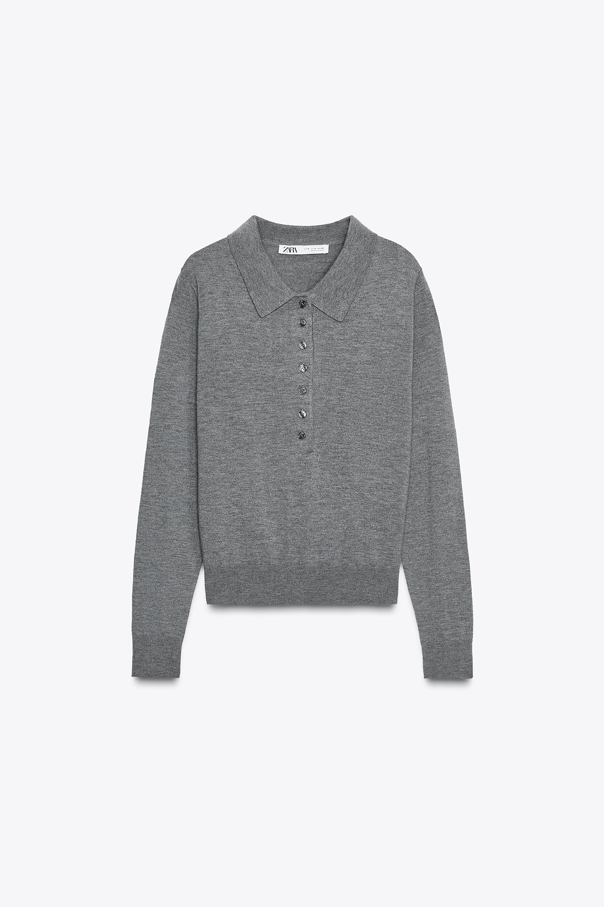 PLAIN KNIT POLO SWEATER
