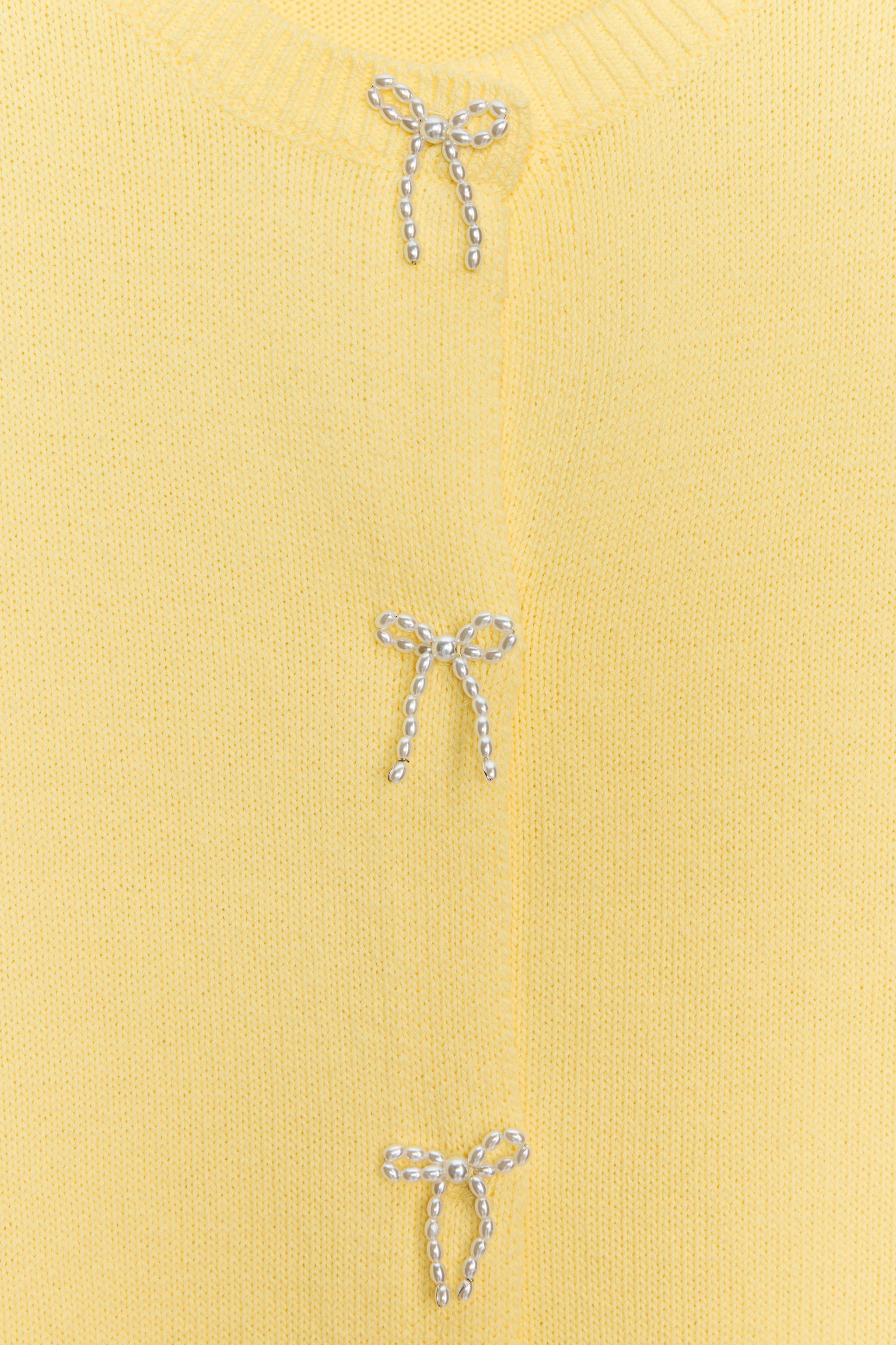 PEARL BOW KNIT CARDIGAN