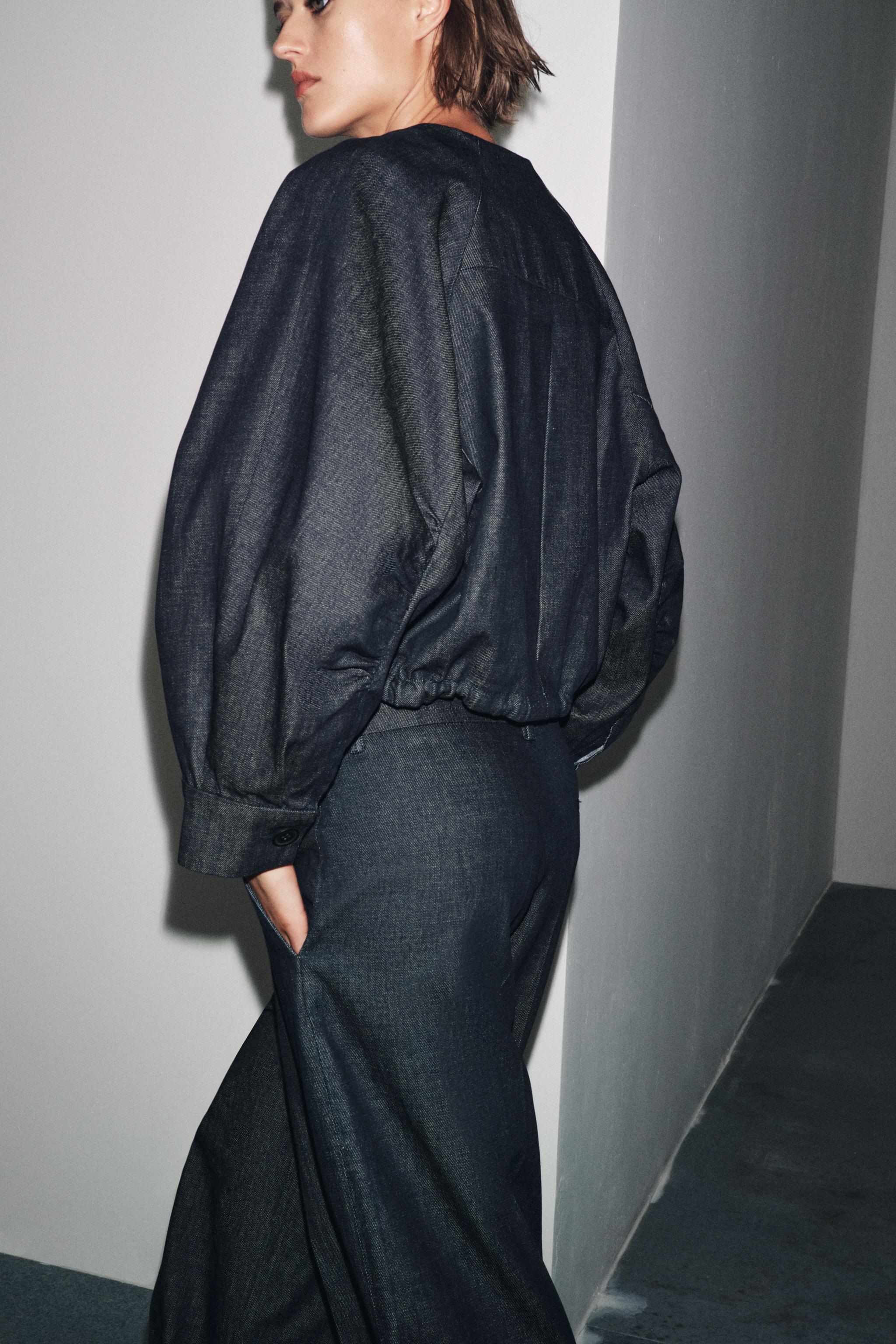 ZW COLLECTION PLEATED DENIM PANTS