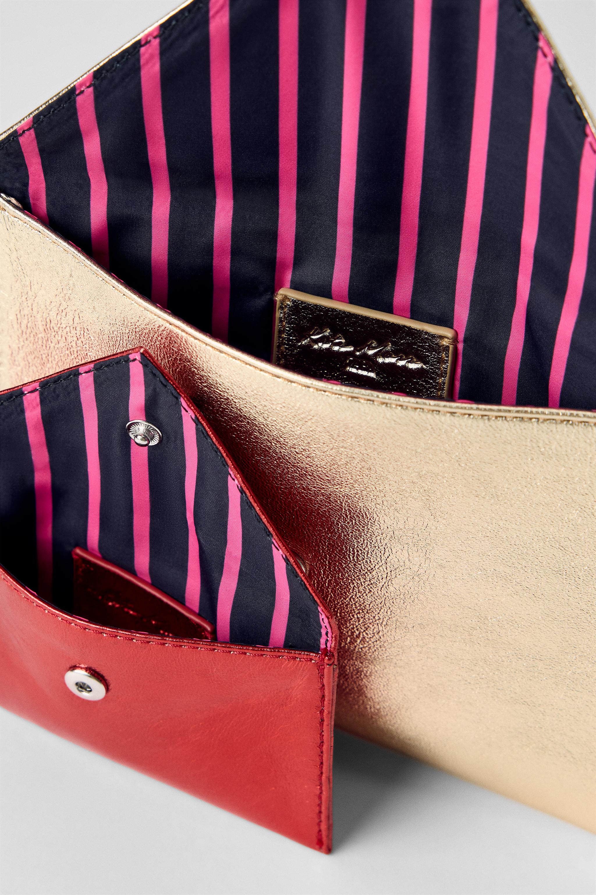 METALLIC EFFECT DOUBLE LEATHER WALLET KATE MOSS X ZARA