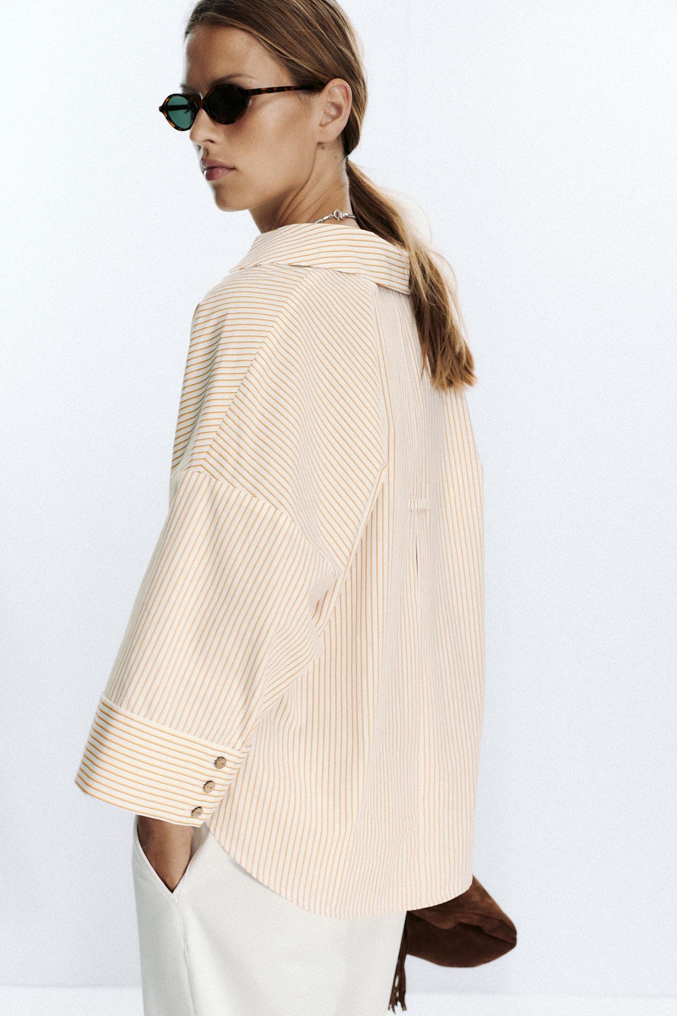 STRIPED POPLIN SHIRT WITH WIDE SLEEVES