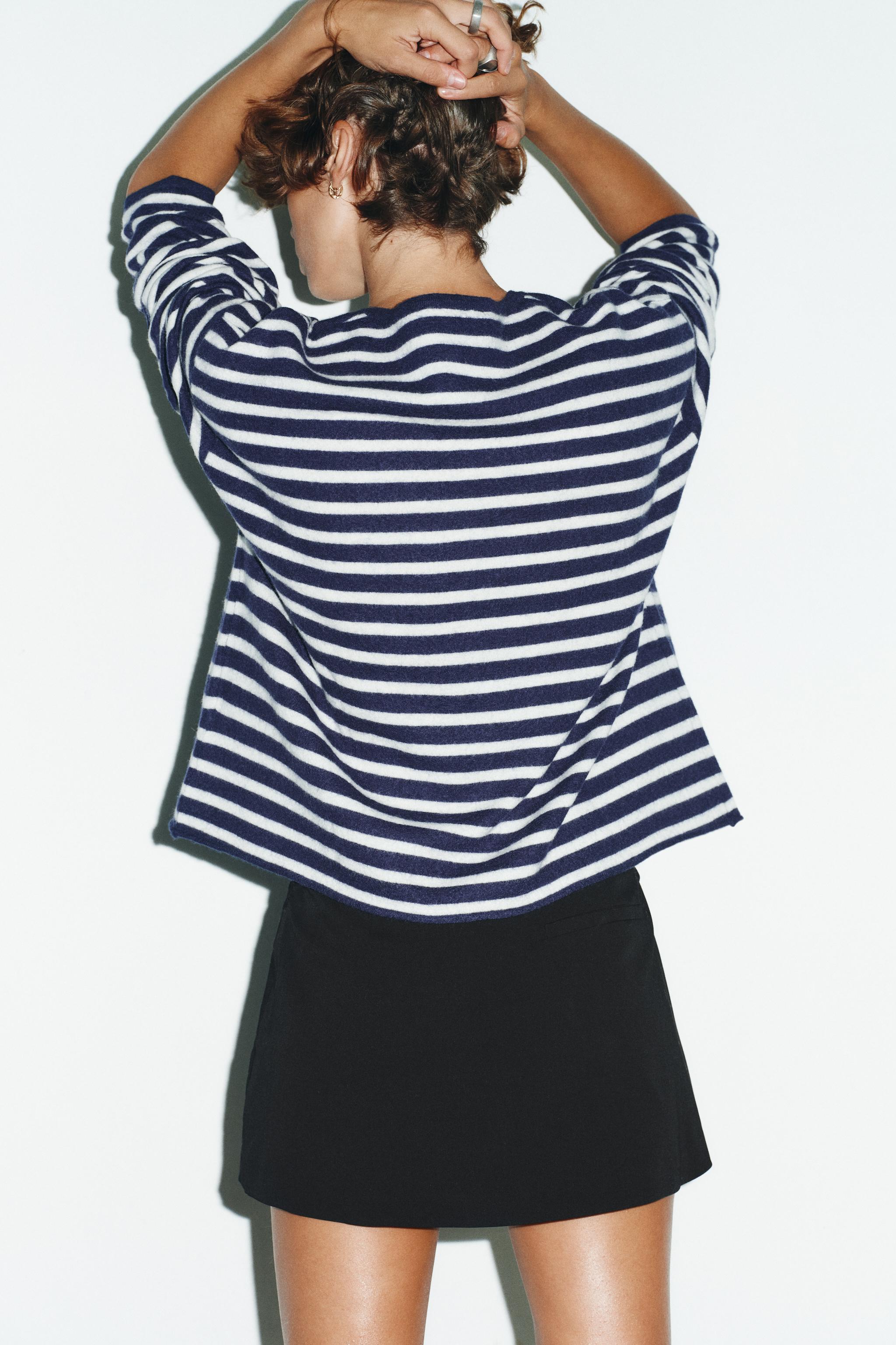 STRIPED KNIT SWEATER 100% WOOL