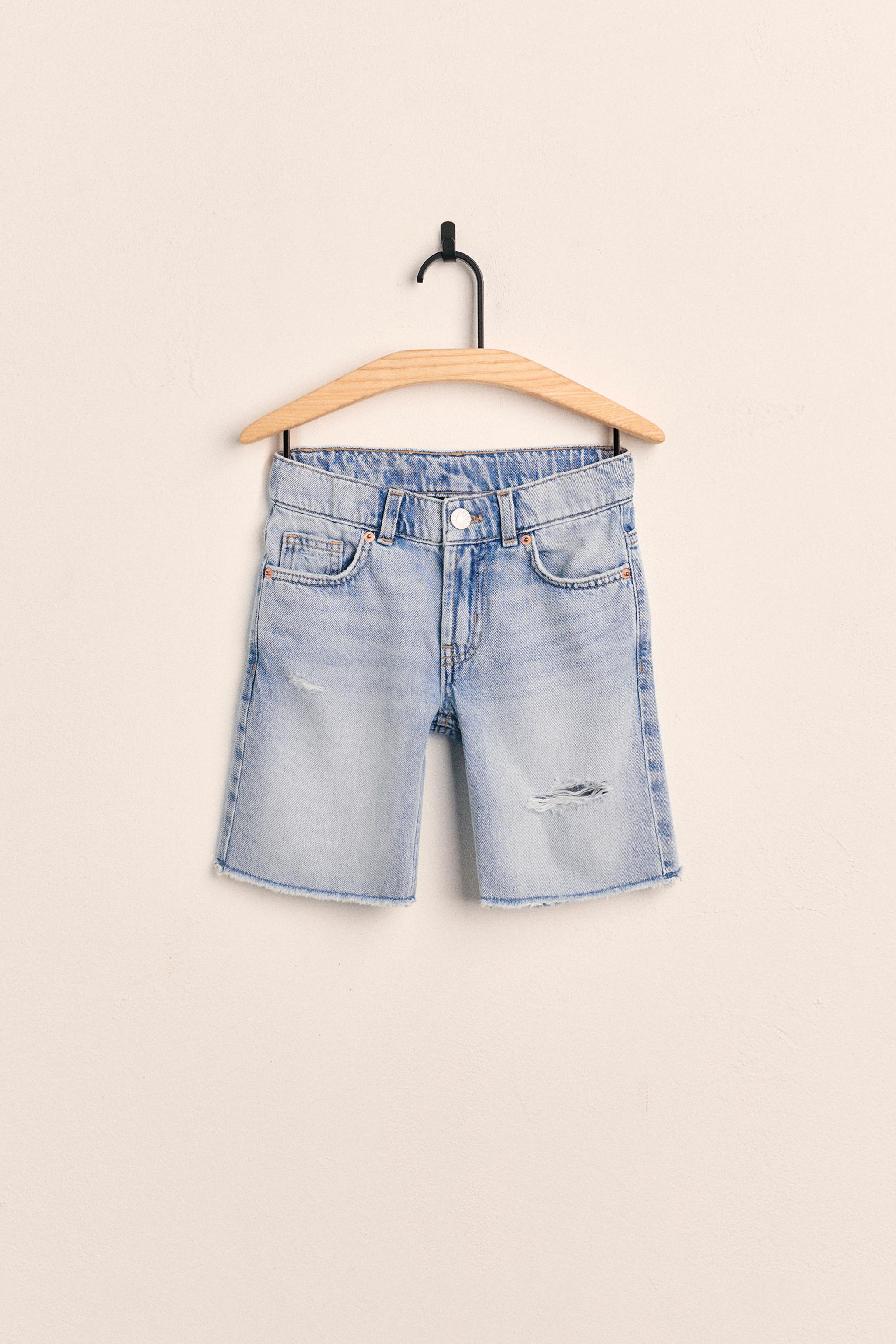 ZARA X BODY GLOVE ® RIPPED STRAIGHT DENIM SHORTS
