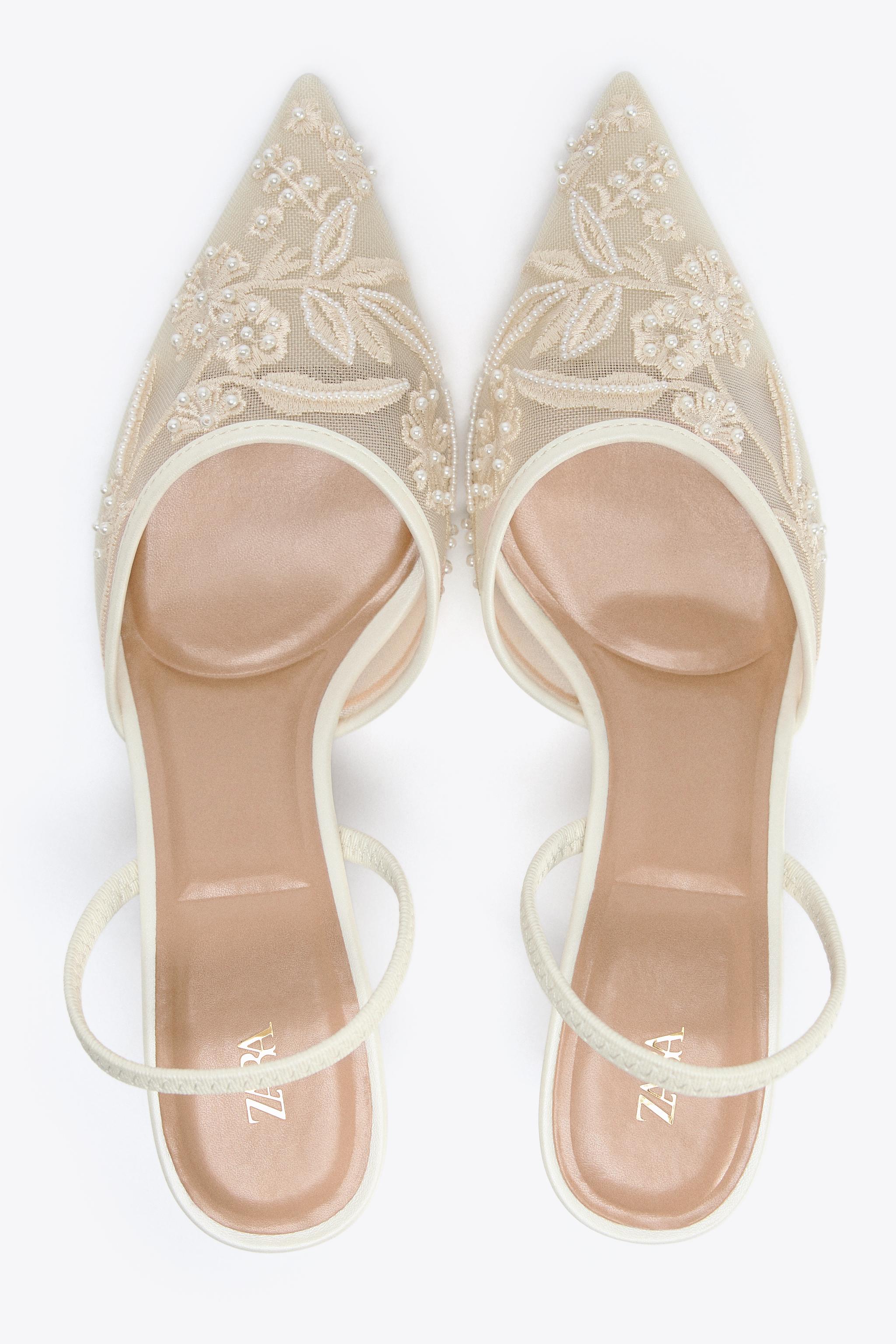 EMBROIDERED MESH SLINGBACKS