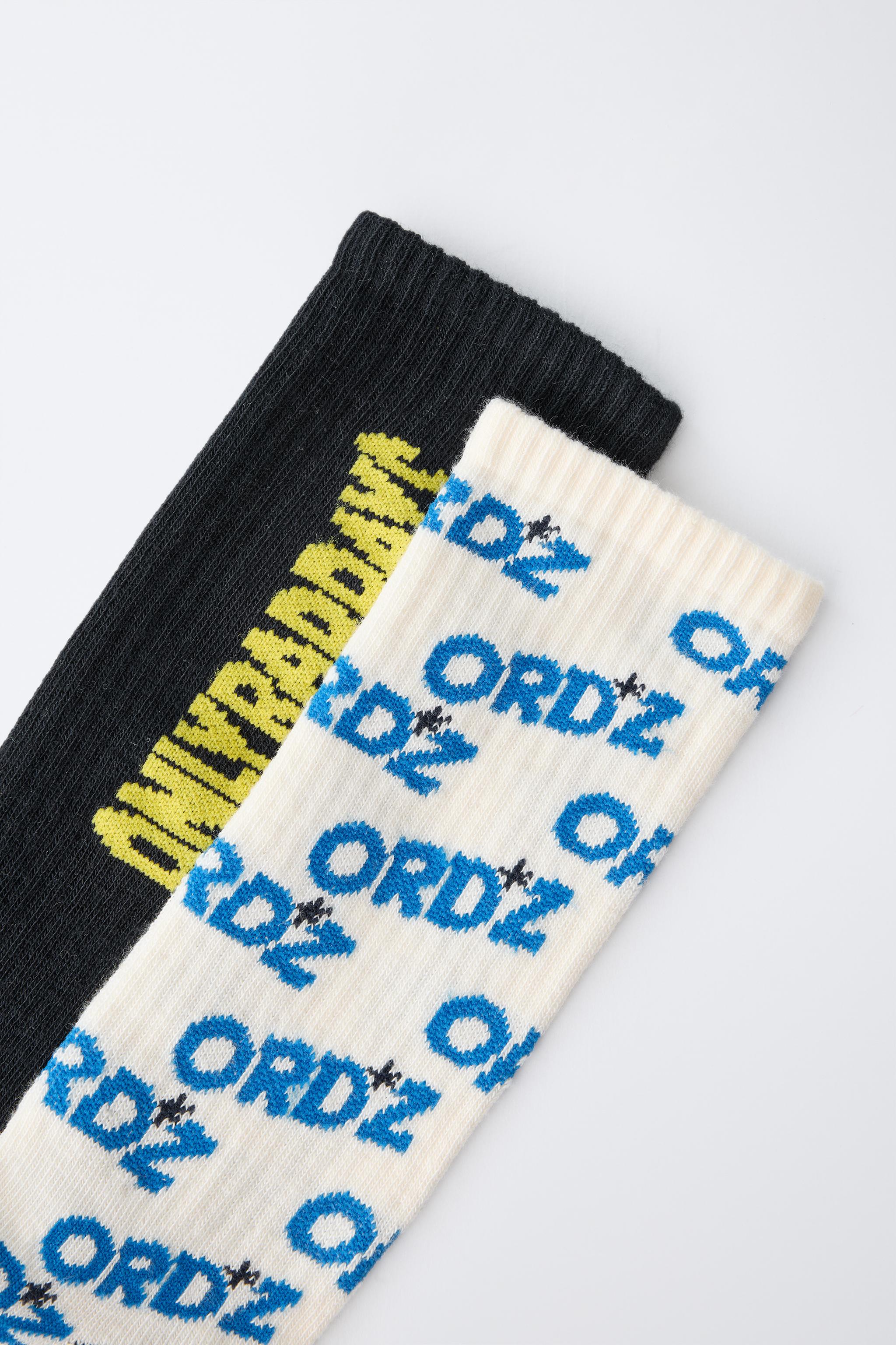 4-14 YEARS/ TWO-PACK OF TEXT LONG SOCKS