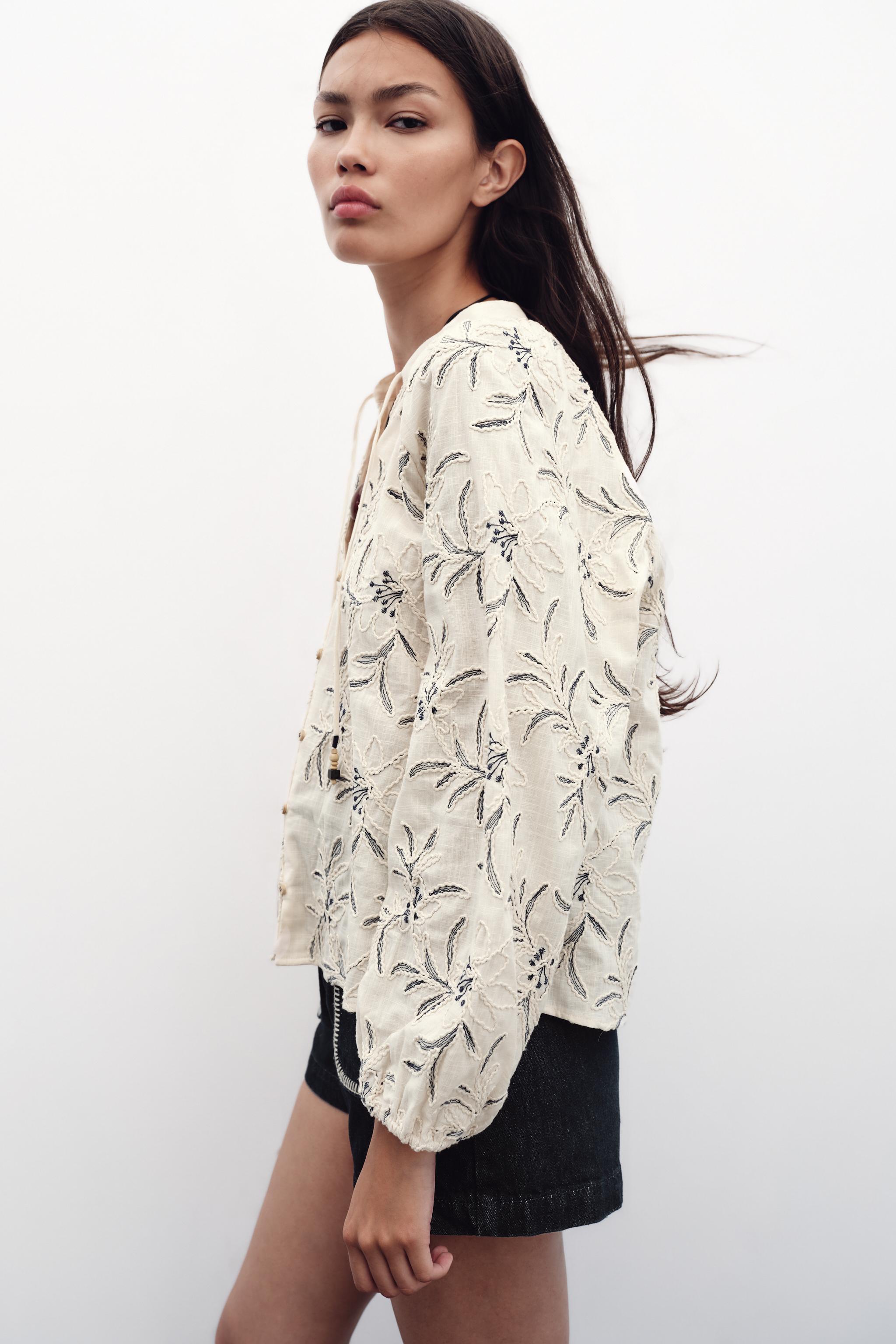 EMBROIDERED TEXTURED RUSTIC BLOUSE