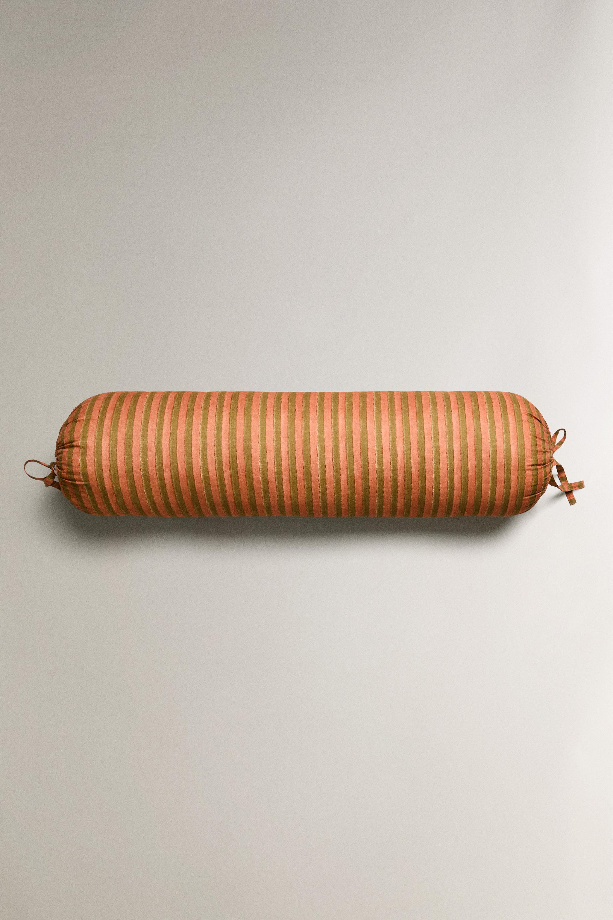 STRIPED CYLINDRICAL CUSHION