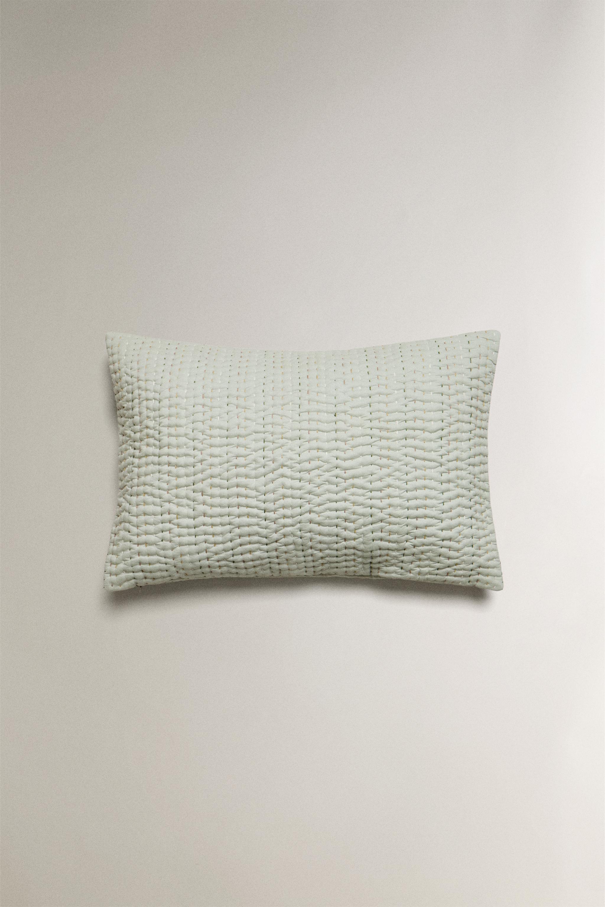 BACKSTITCHED THROW PILLOW COVER