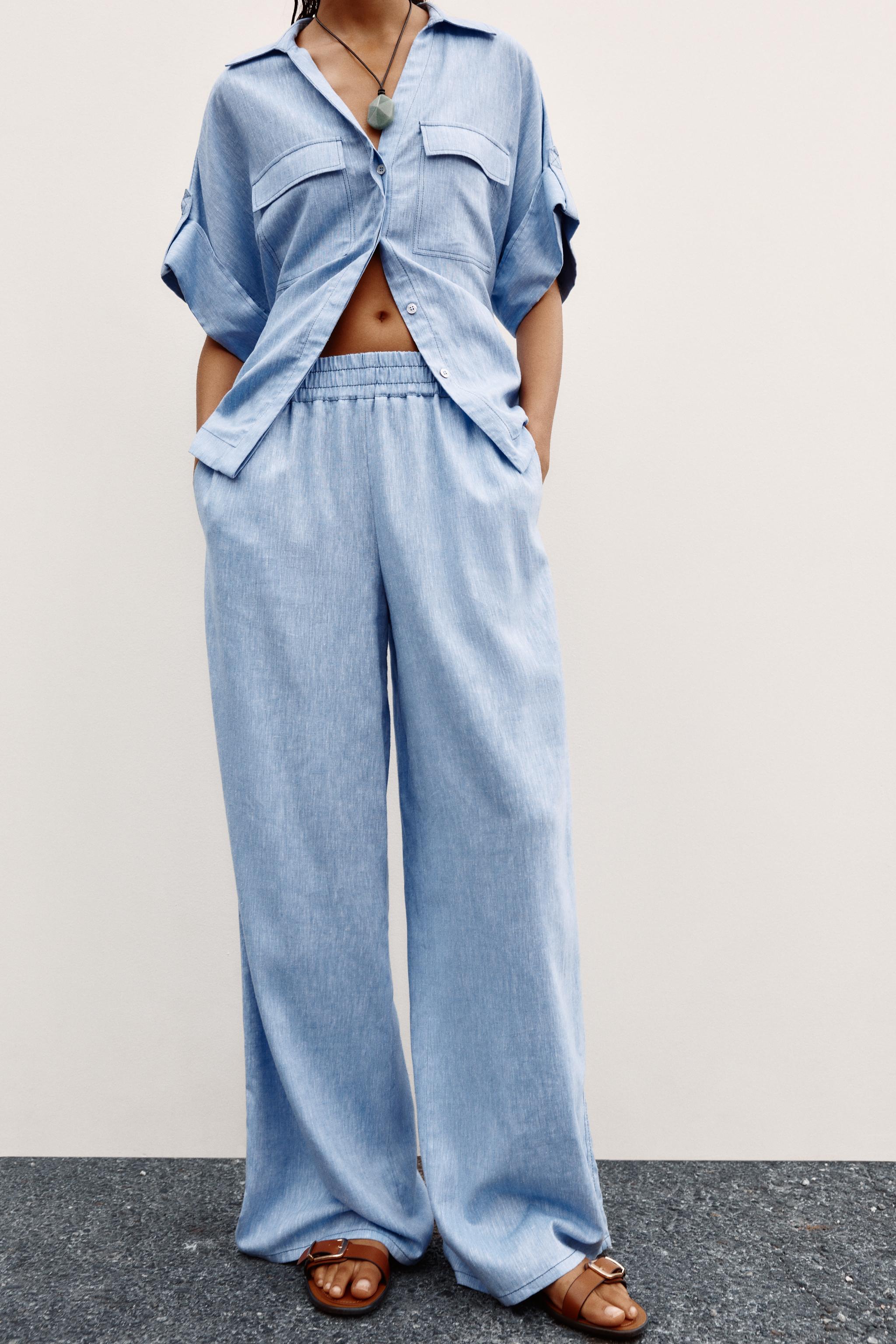 WIDE LEG LINEN PANTS