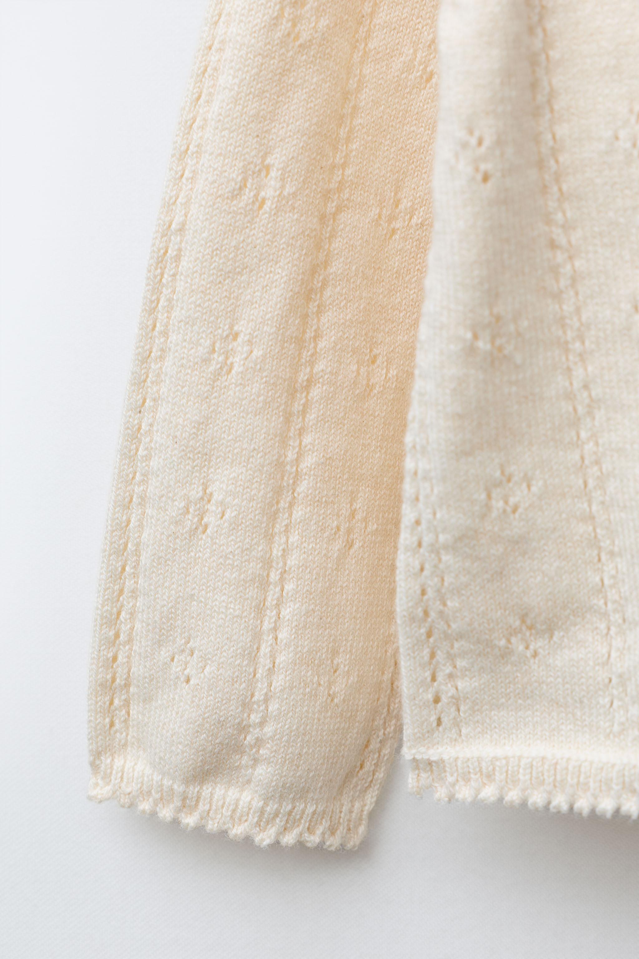 OPENWORK AND EMBROIDERED KNIT CARDIGAN