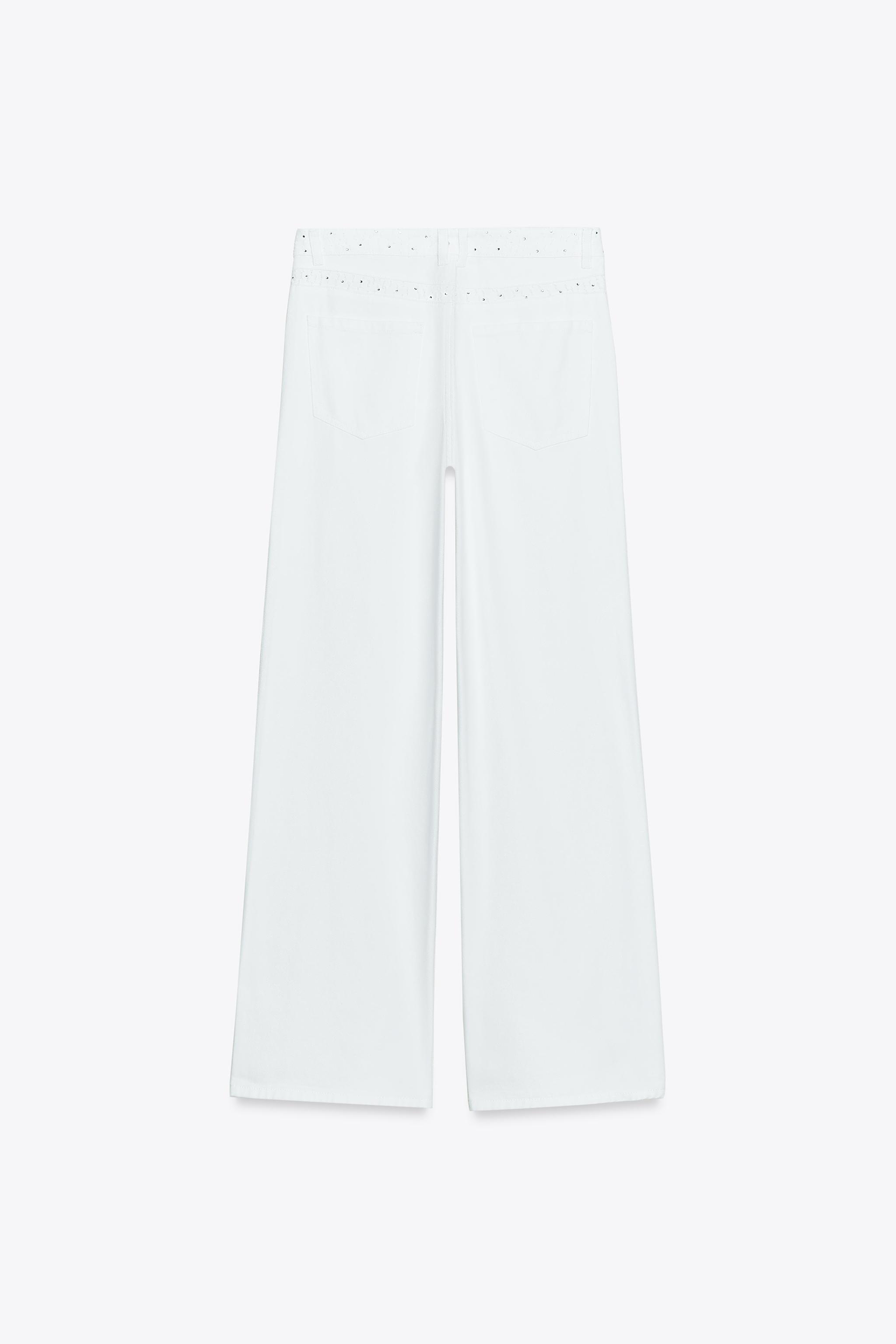 Z1975 HIGH RISE WIDE LEG RHINESTONE JEANS