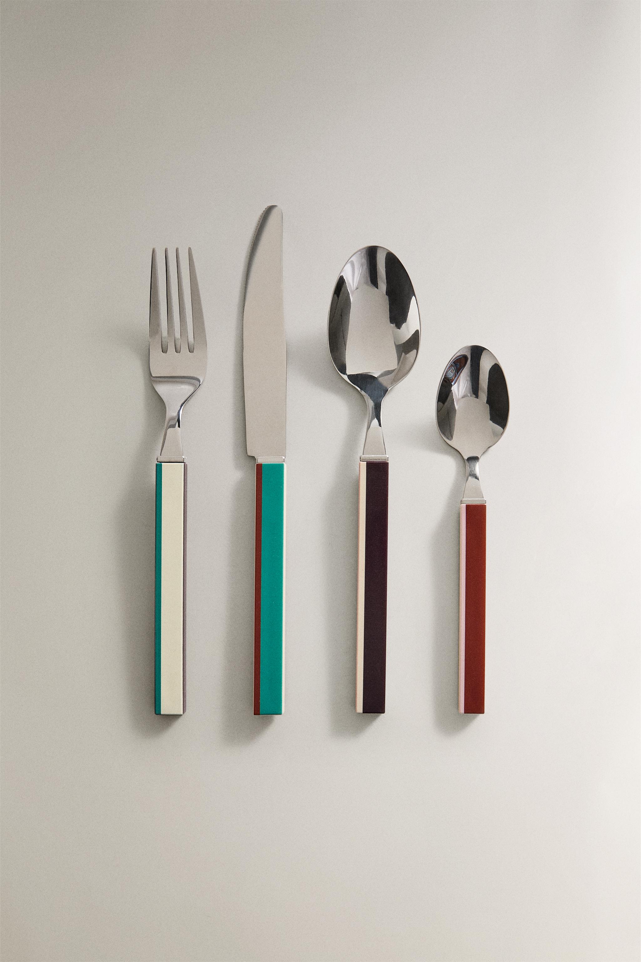 4-PIECE FLATWARE SET WITH STRIPED HANDLE X COLLAGERIE