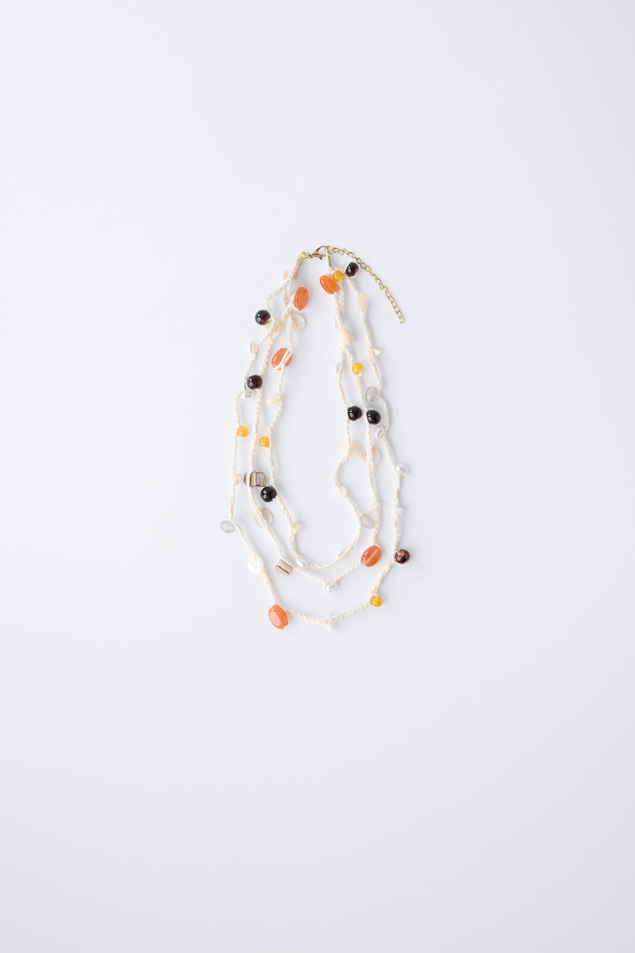 BEADED AND SHELL ROPE NECKLACE