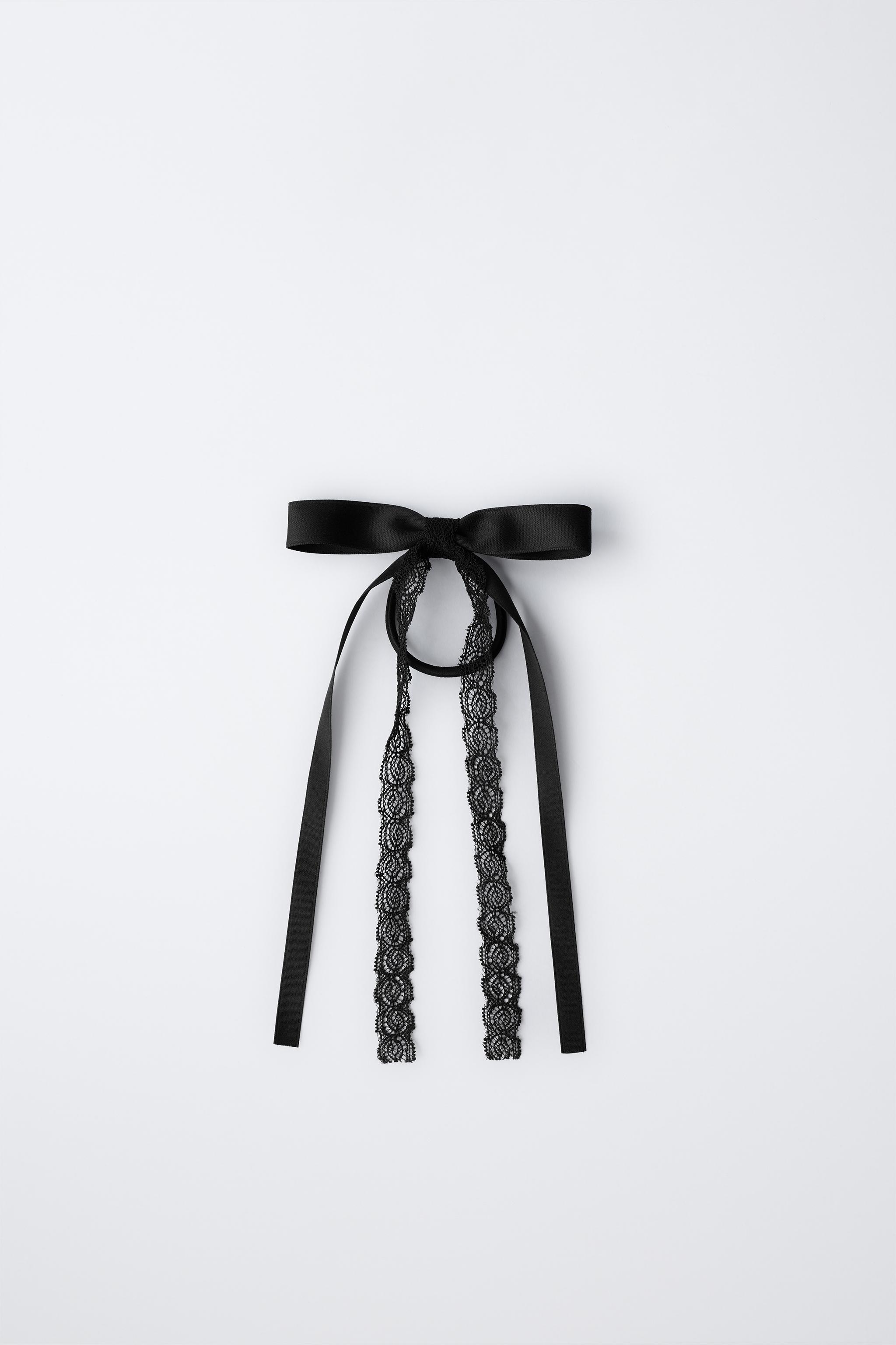 LACE AND PLAIN BOW BOBBY PIN HAIR TIE