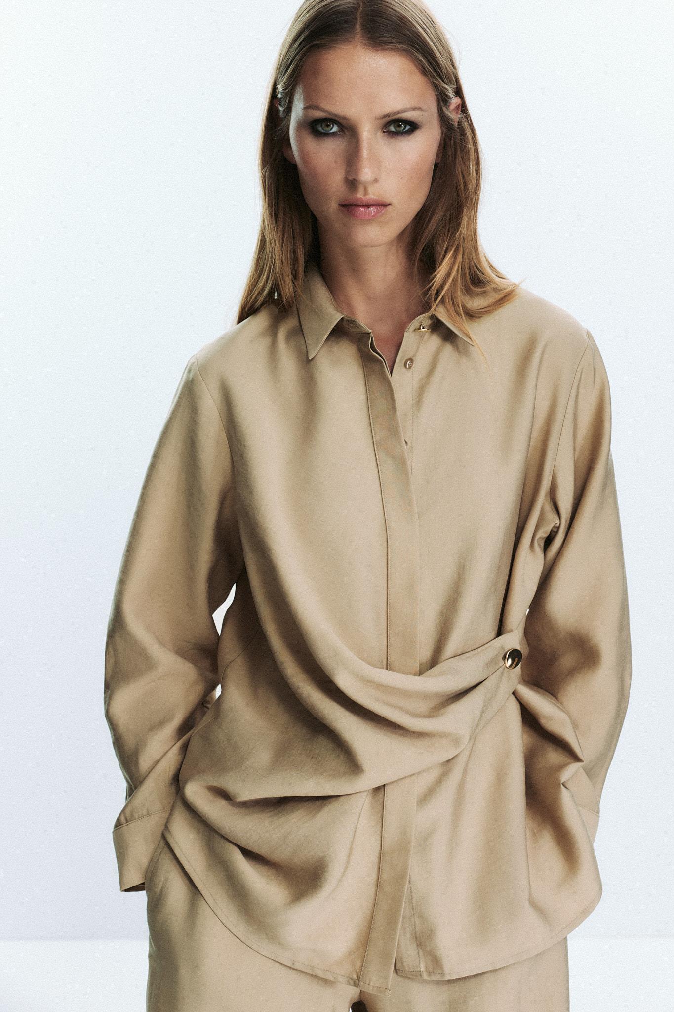 GOLD BUTTON WRAP SHIRT