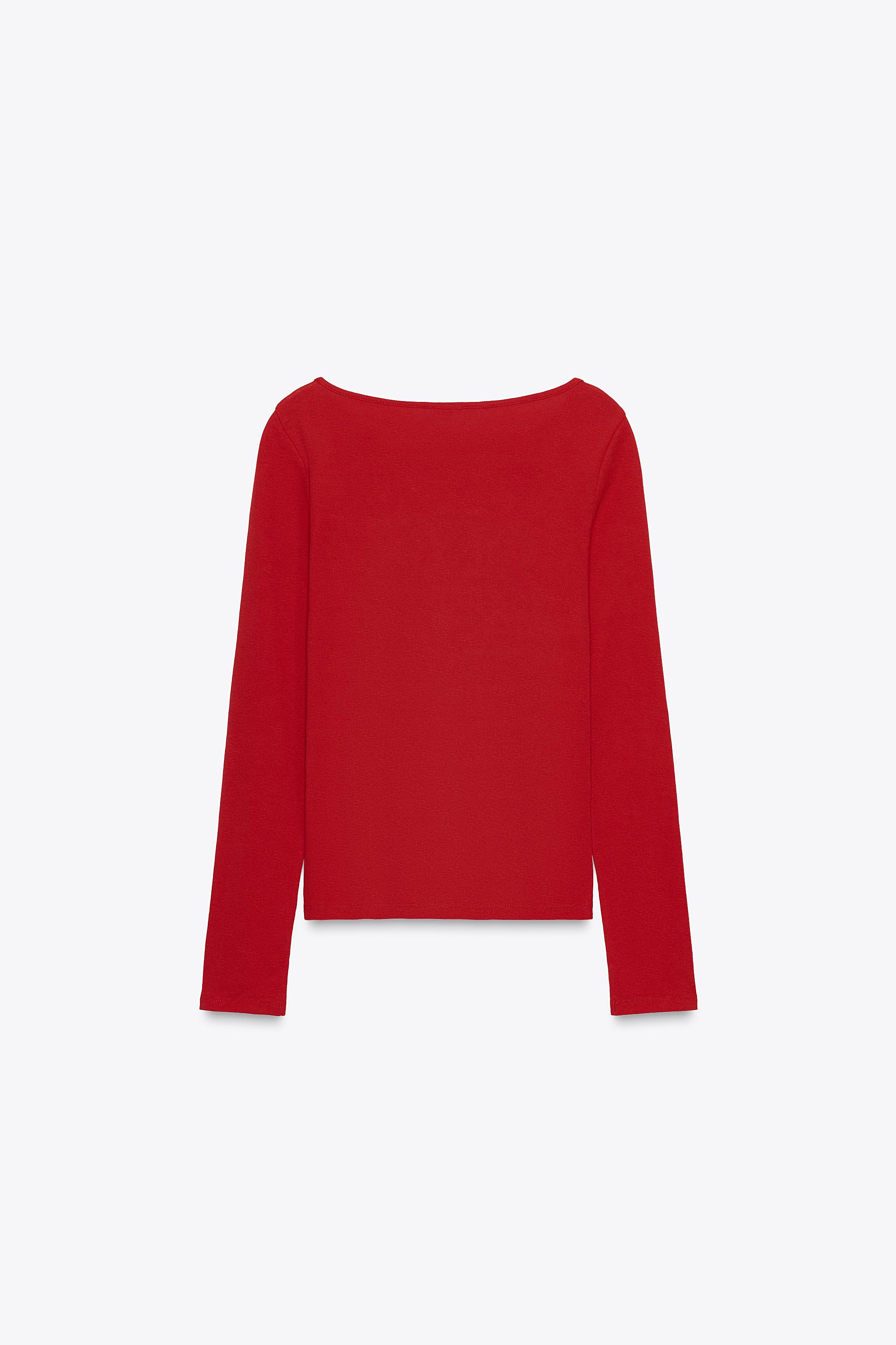 COTTON BOAT NECK T-SHIRT