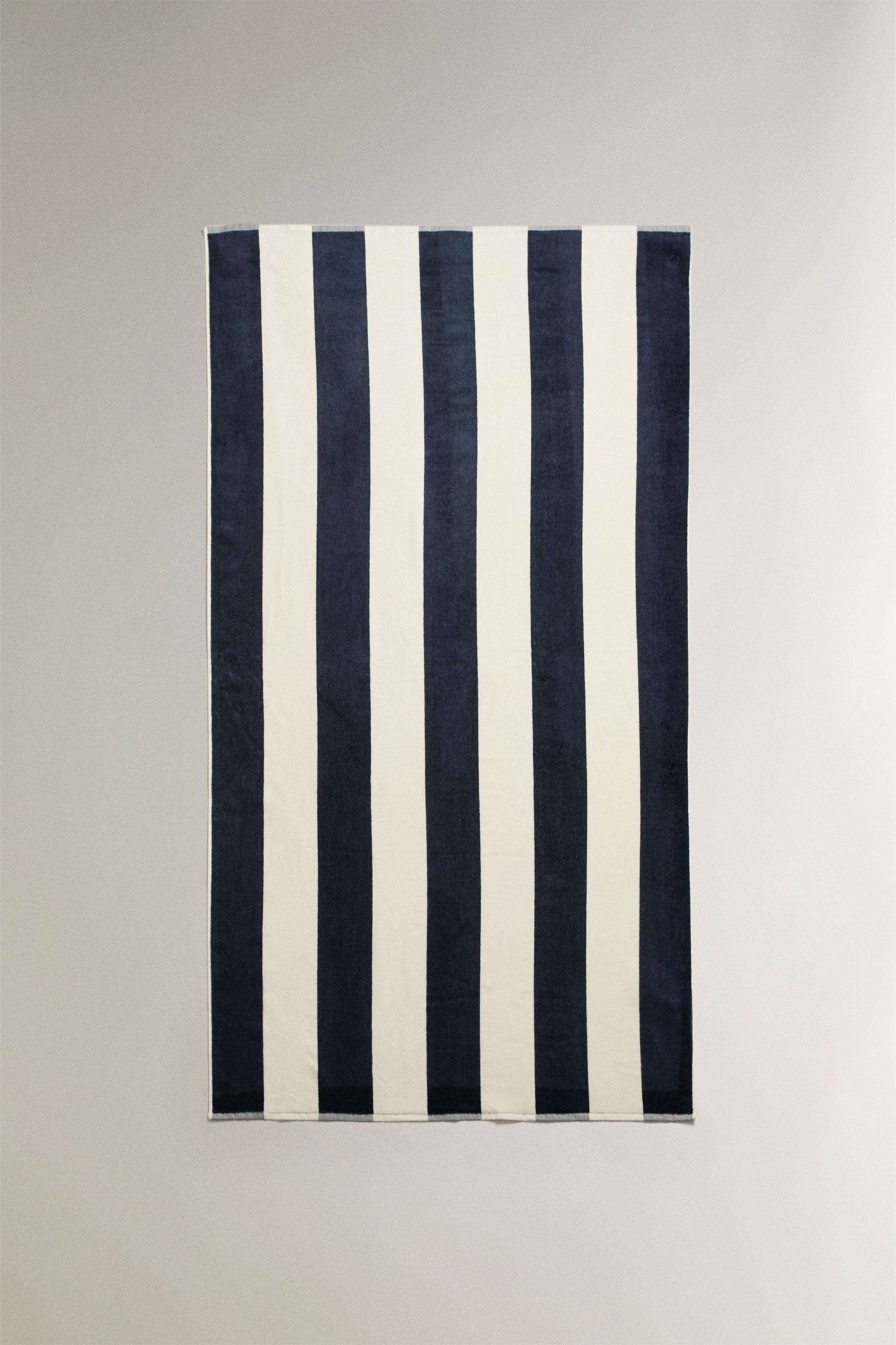 WIDE STRIPE VELOUR BEACH TOWEL