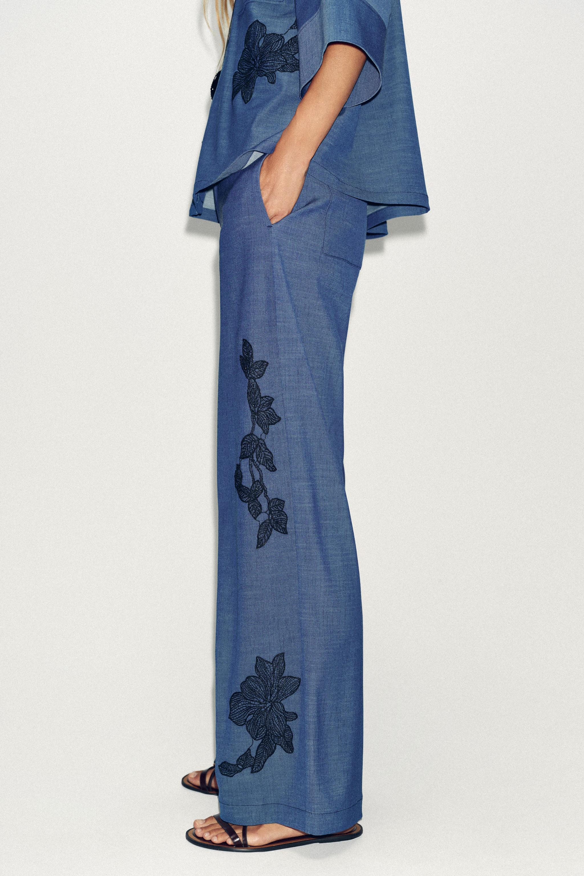 FLORAL WIDE LEG PANTS