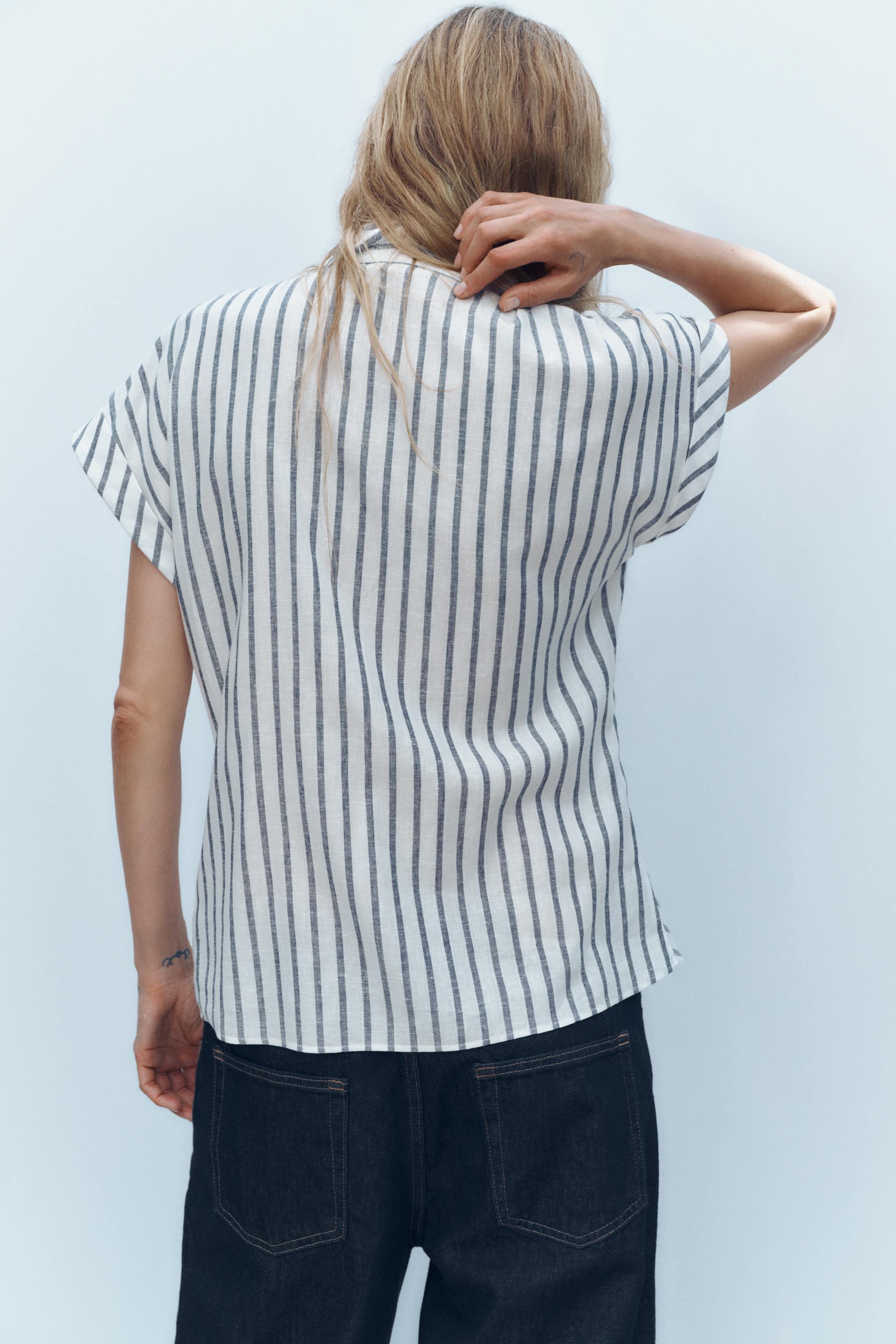 KNOTTED STRIPED LINEN SHIRT
