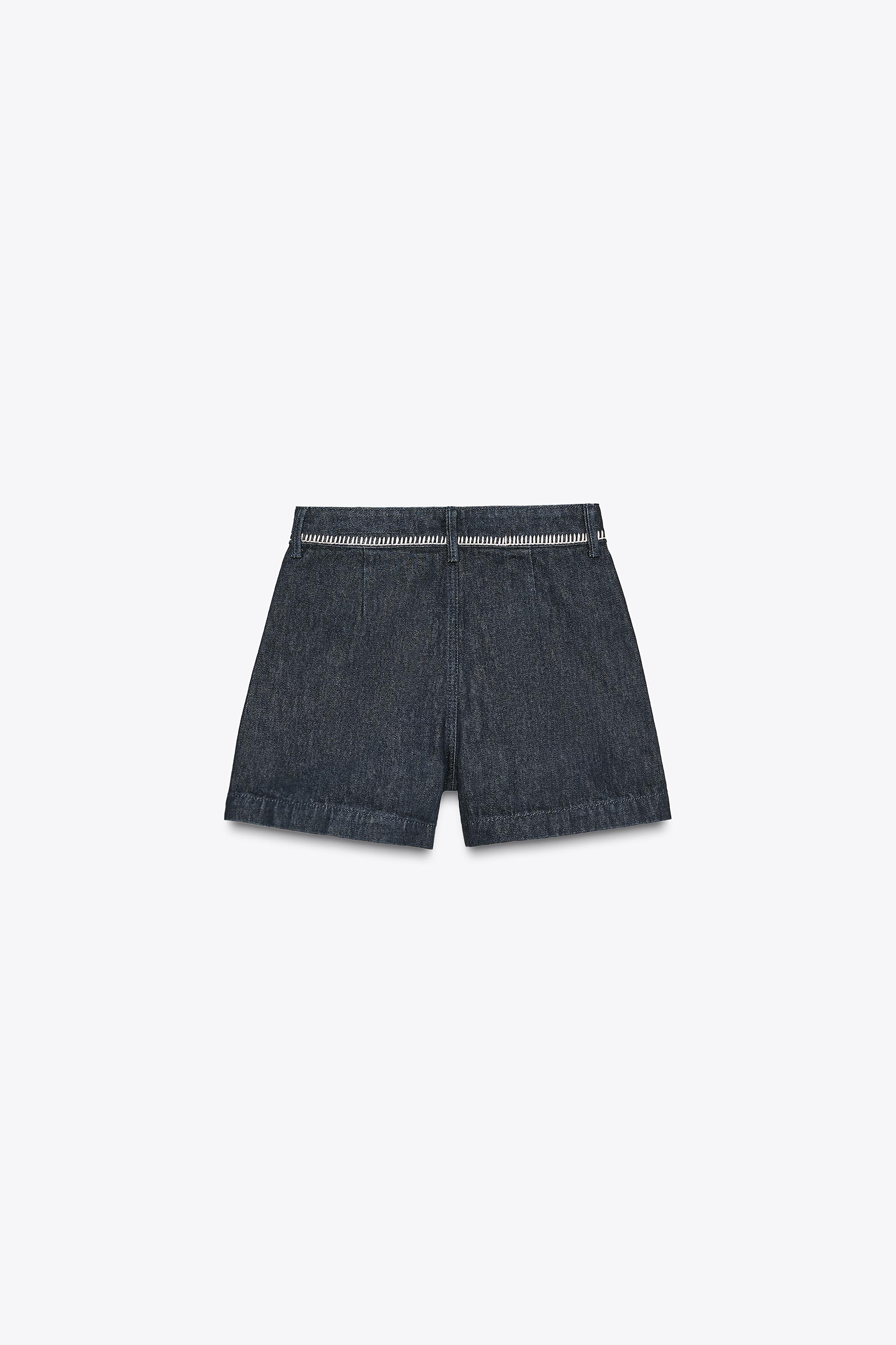 Z1975 HIGH-WAISTED DENIM SHORTS WITH TOPSTITCHING