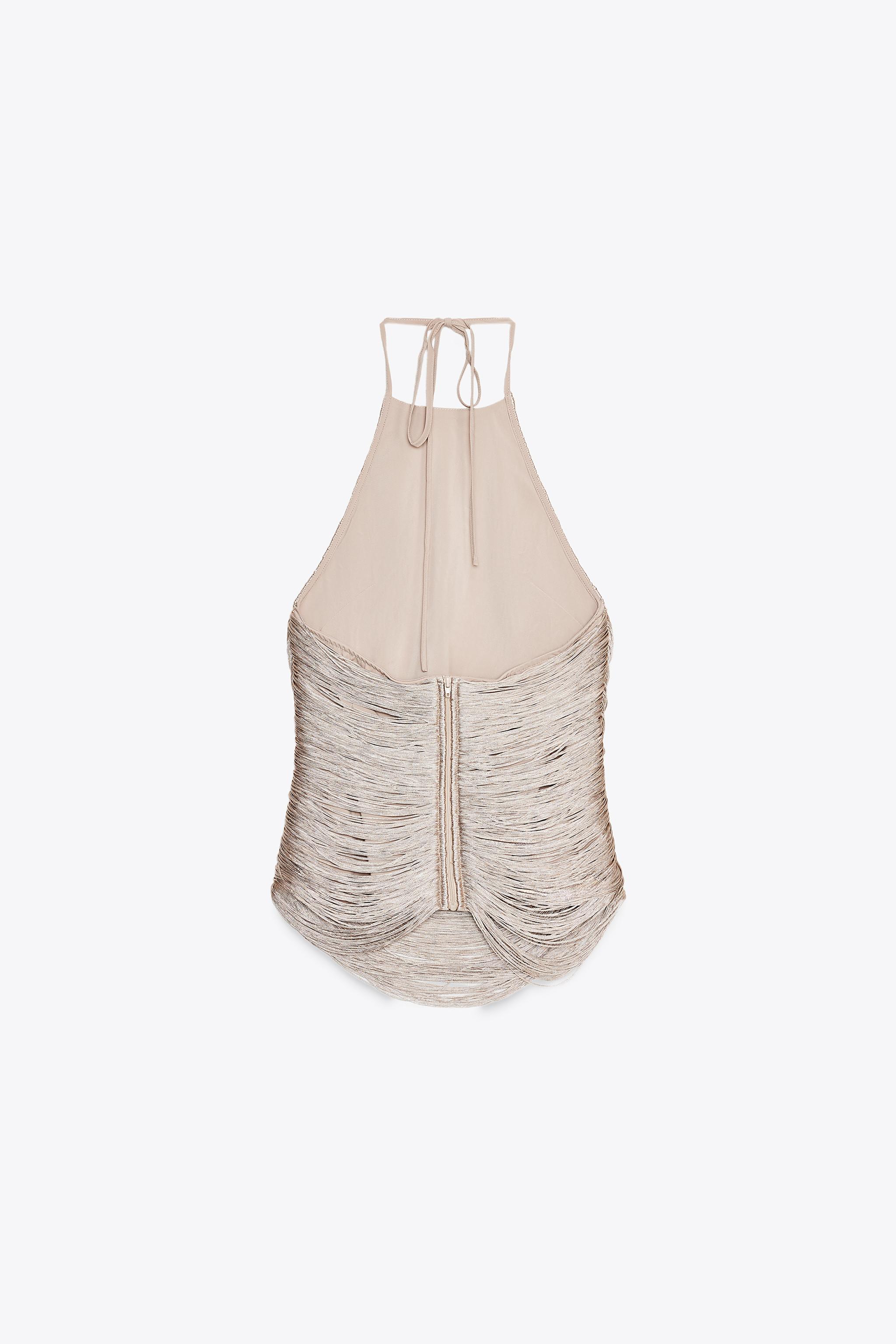 FRINGED HALTER TOP