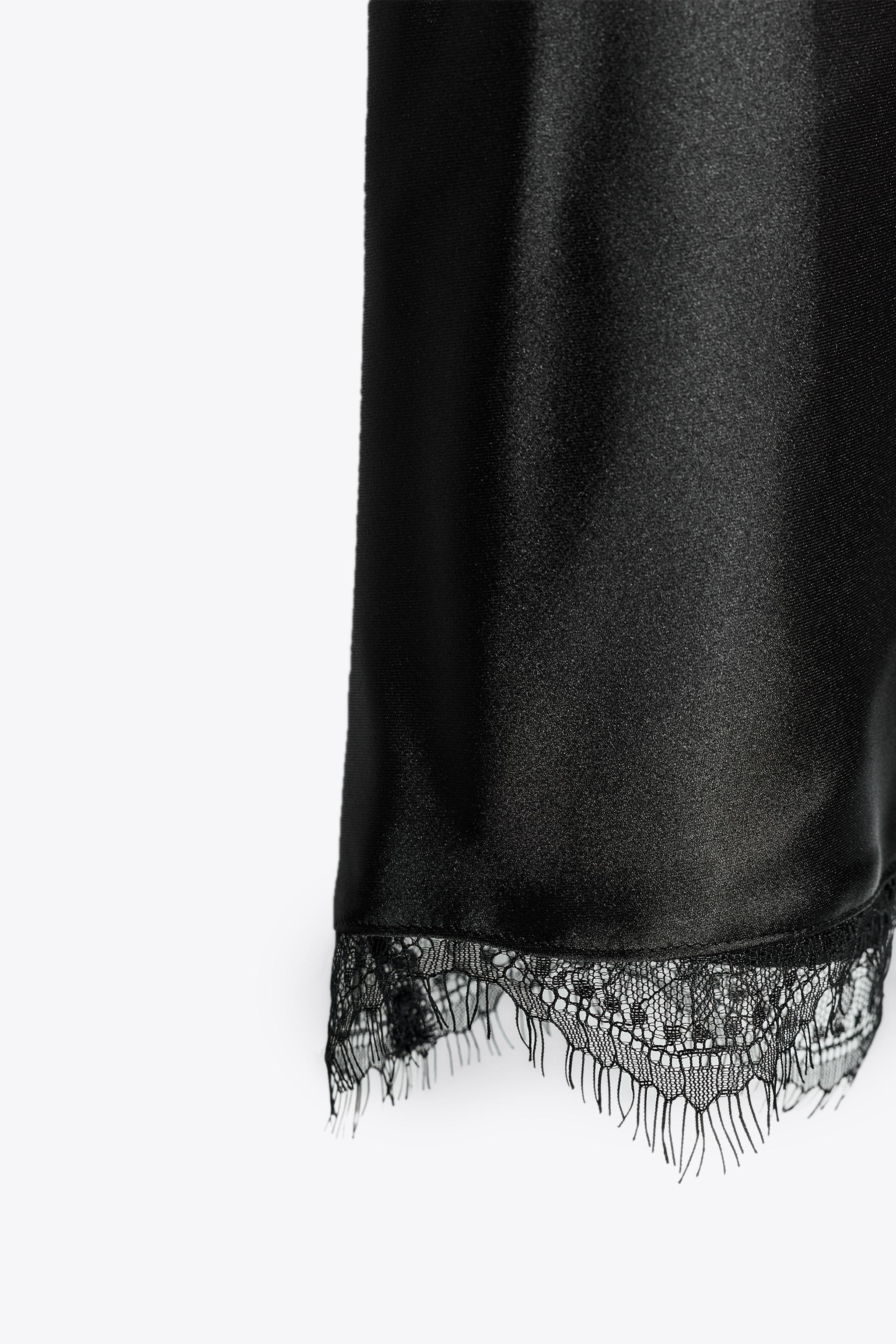 SATIN MIDI LACE SKIRT