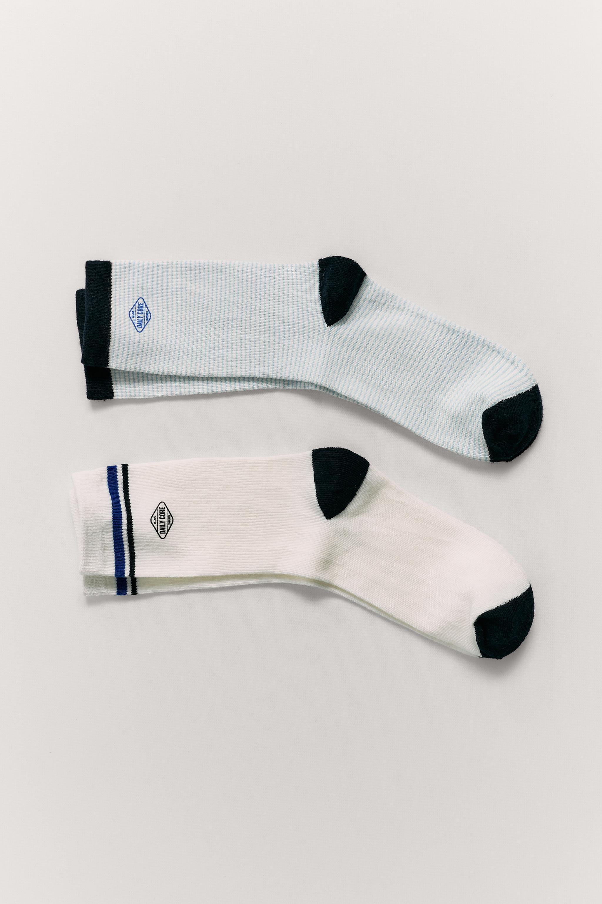 4-14 YEARS/ TWO-PACK OF LOGO AND STRIPED SOCKS