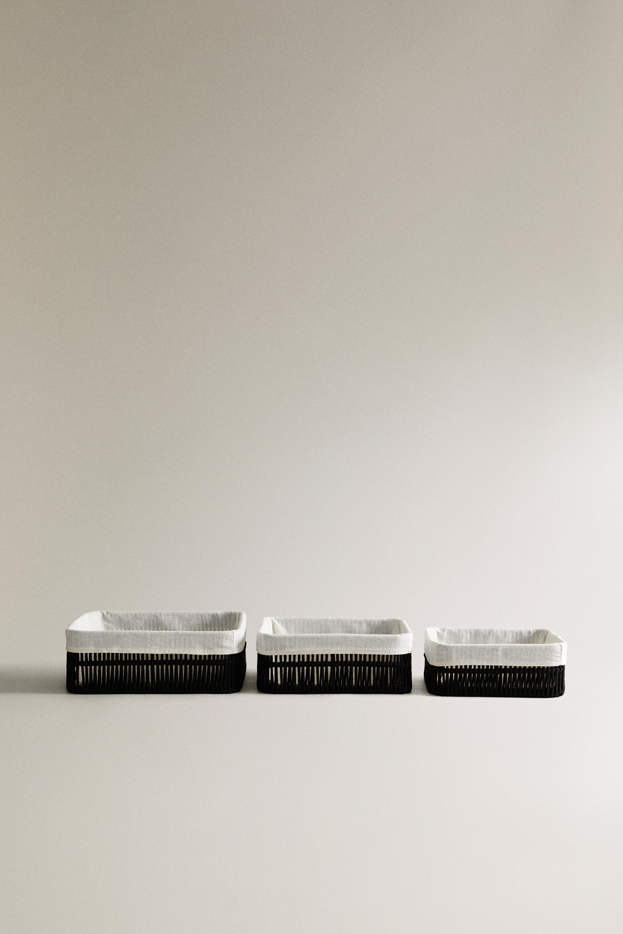 RECTANGULAR BASKET WITH FABRIC LINING