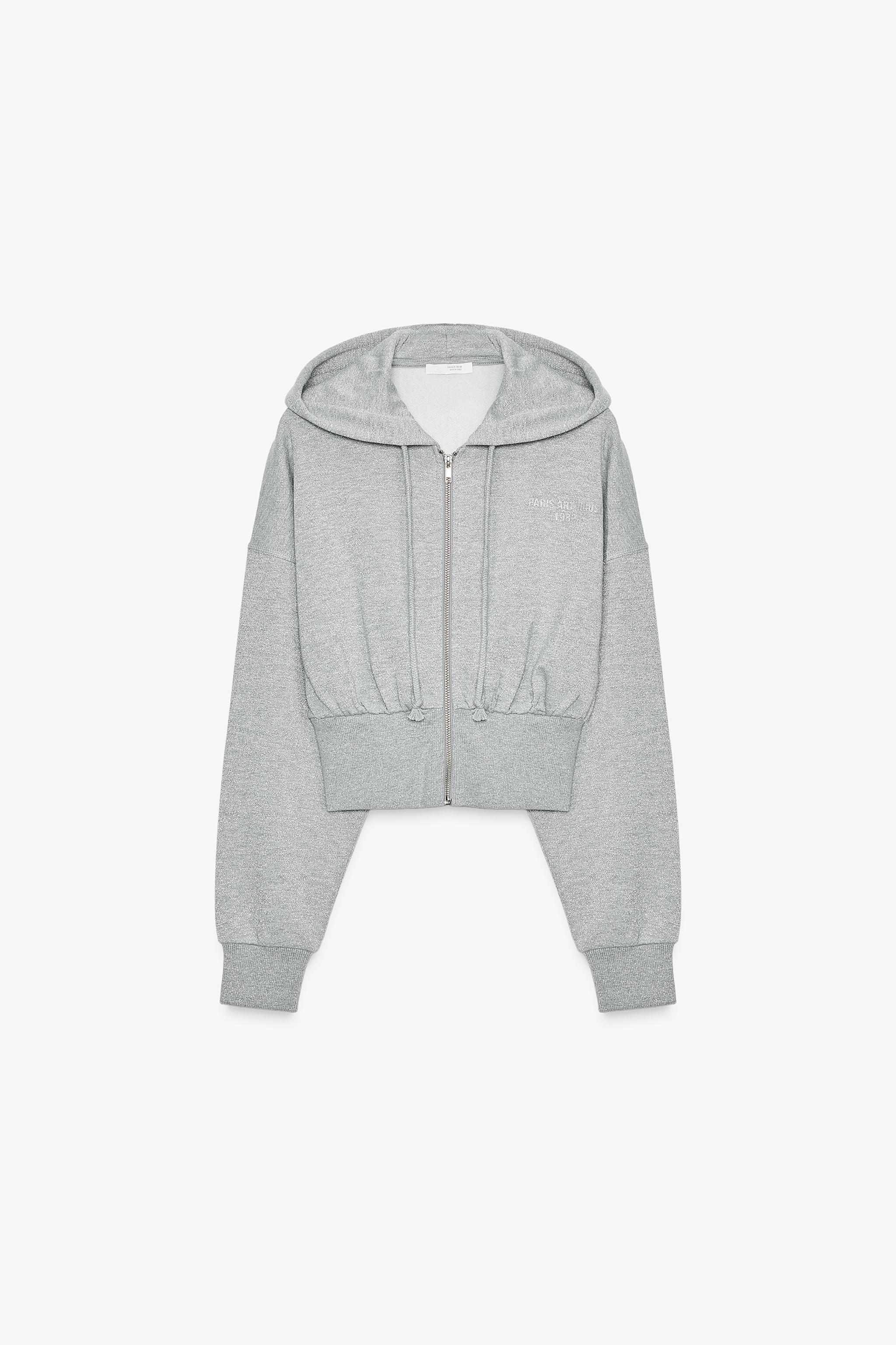 METALLIC THREAD CROP SWEATSHIRT