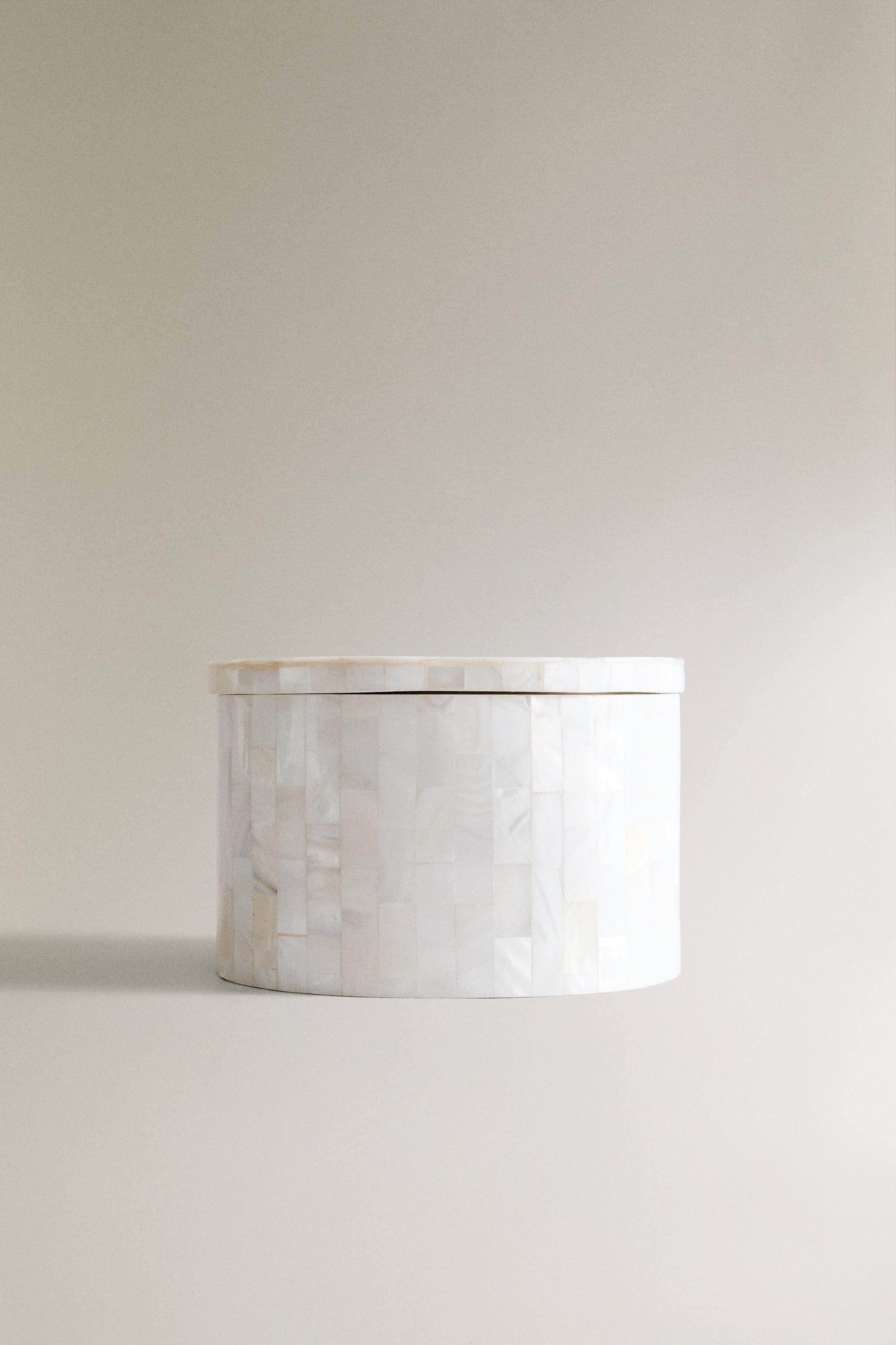 MOTHER-OF-PEARL-EFFECT BATHROOM STORAGE JAR