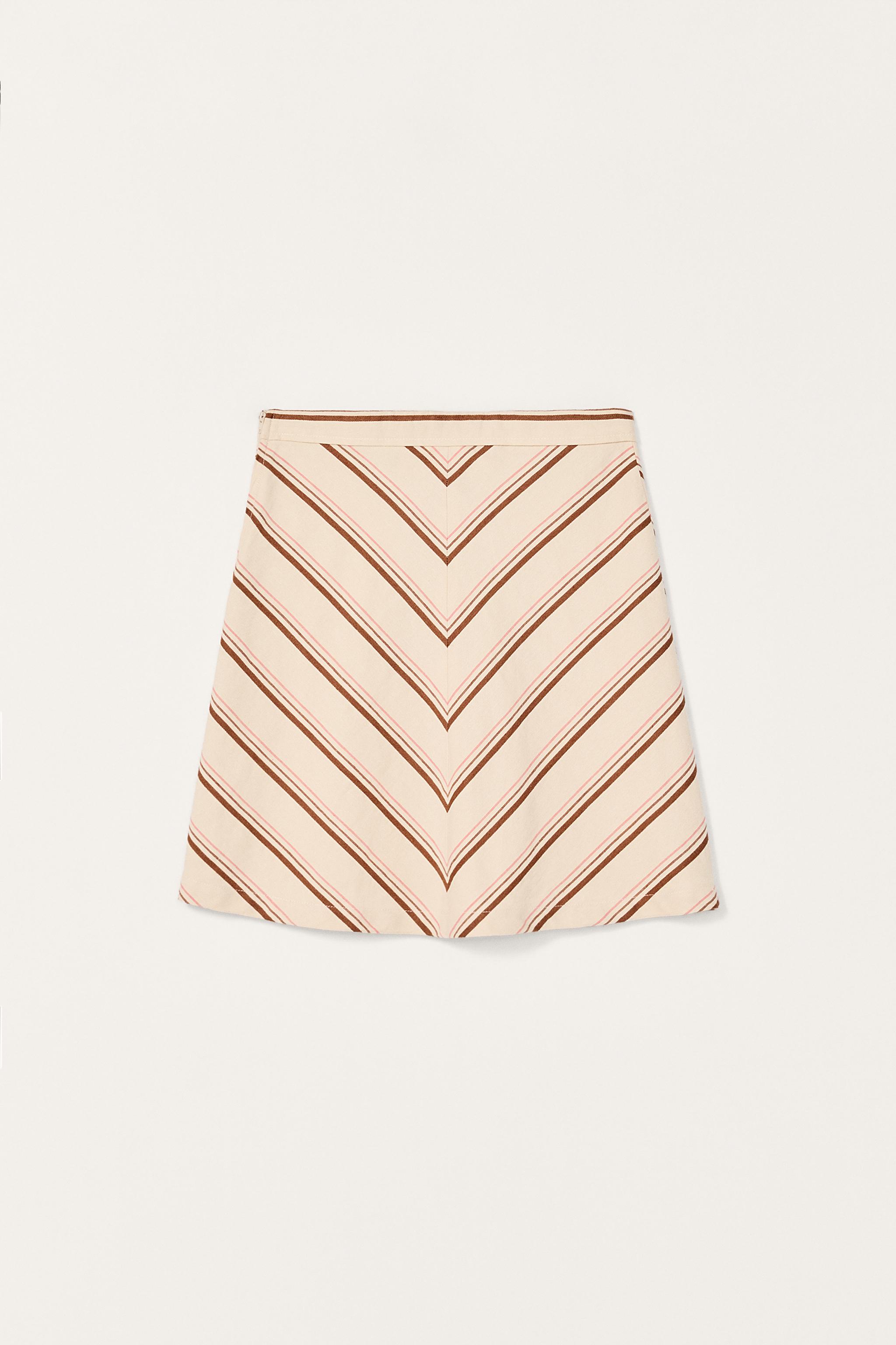 LIMITED EDITION STRIPED COTTON LINEN MIDI SKIRT