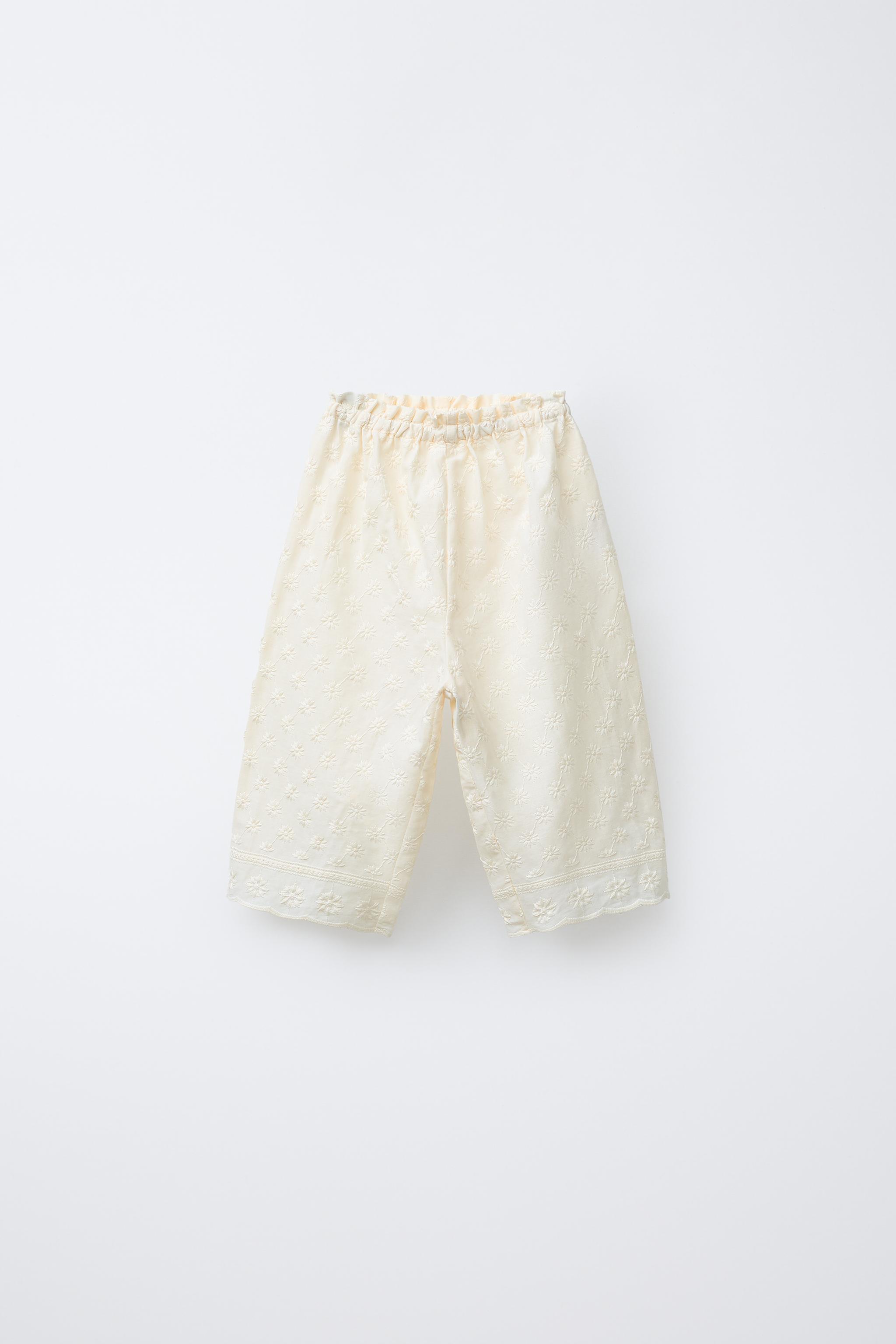 STRAIGHT LEG EMBROIDERED FLORAL PANTS