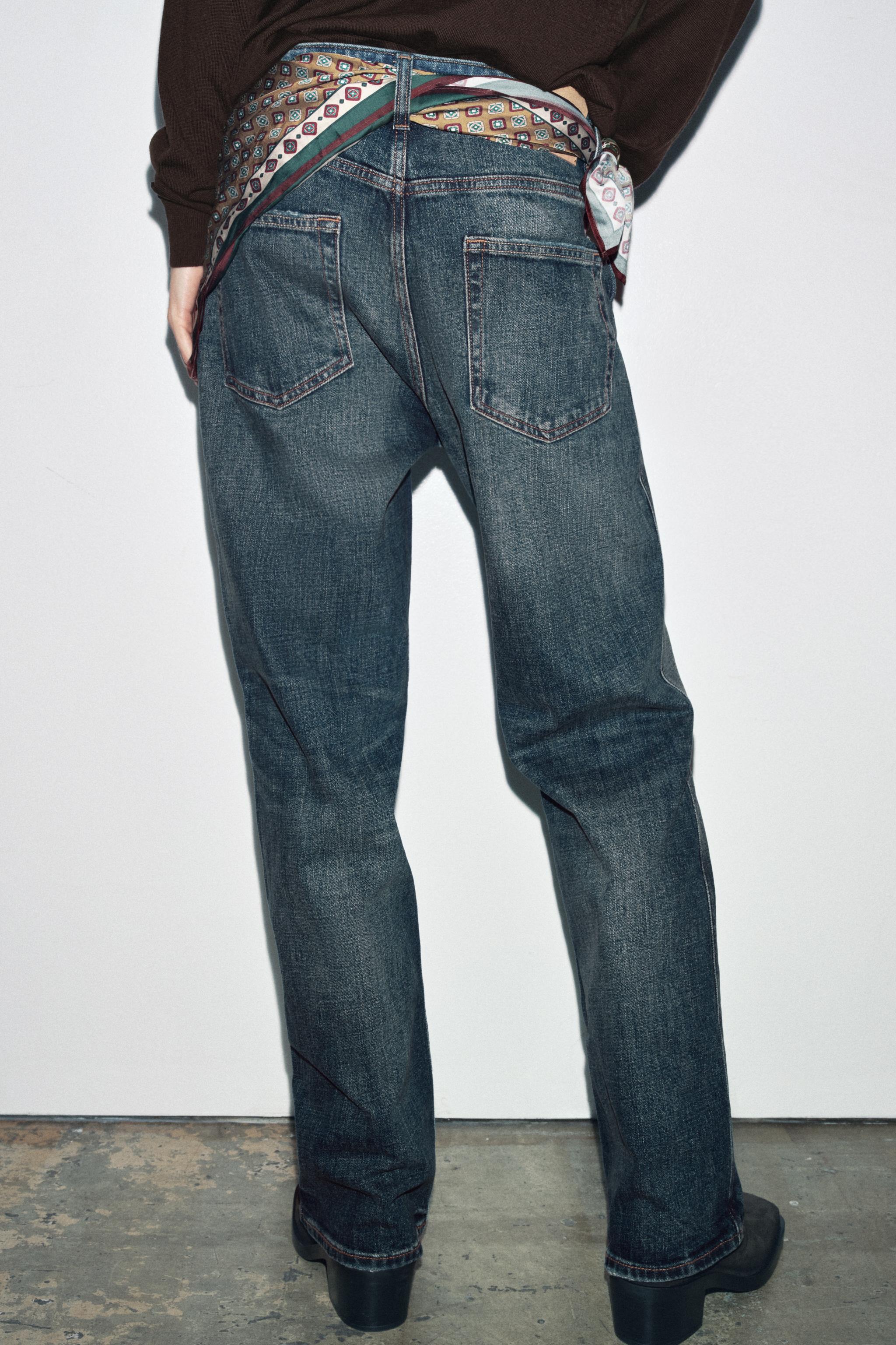 ZW COLLECTION LOW-RISE SCARF BAGGY JEANS