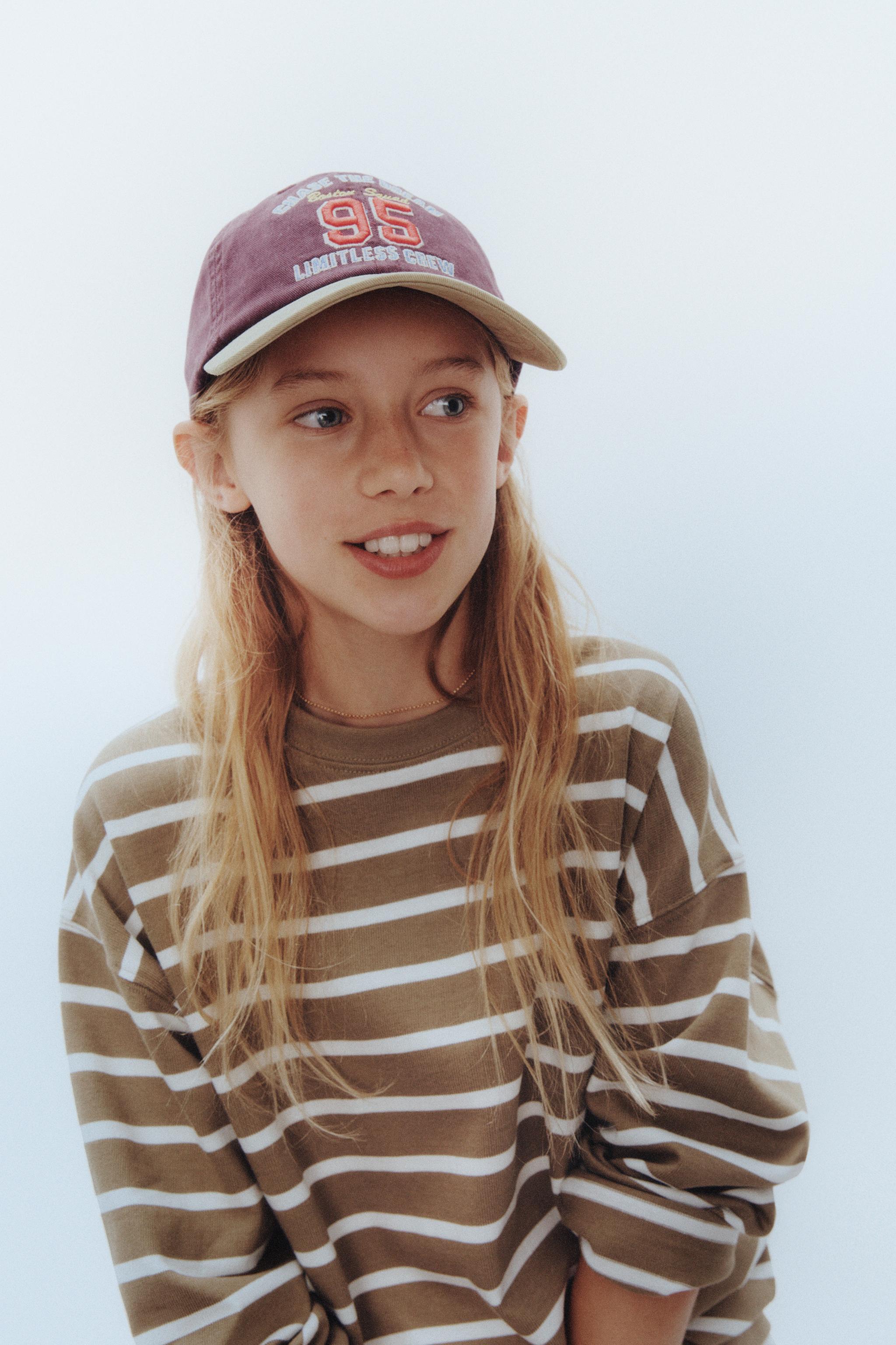 3-14 YEARS/WASHED EFFECT EMBROIDERED TEXT CAP