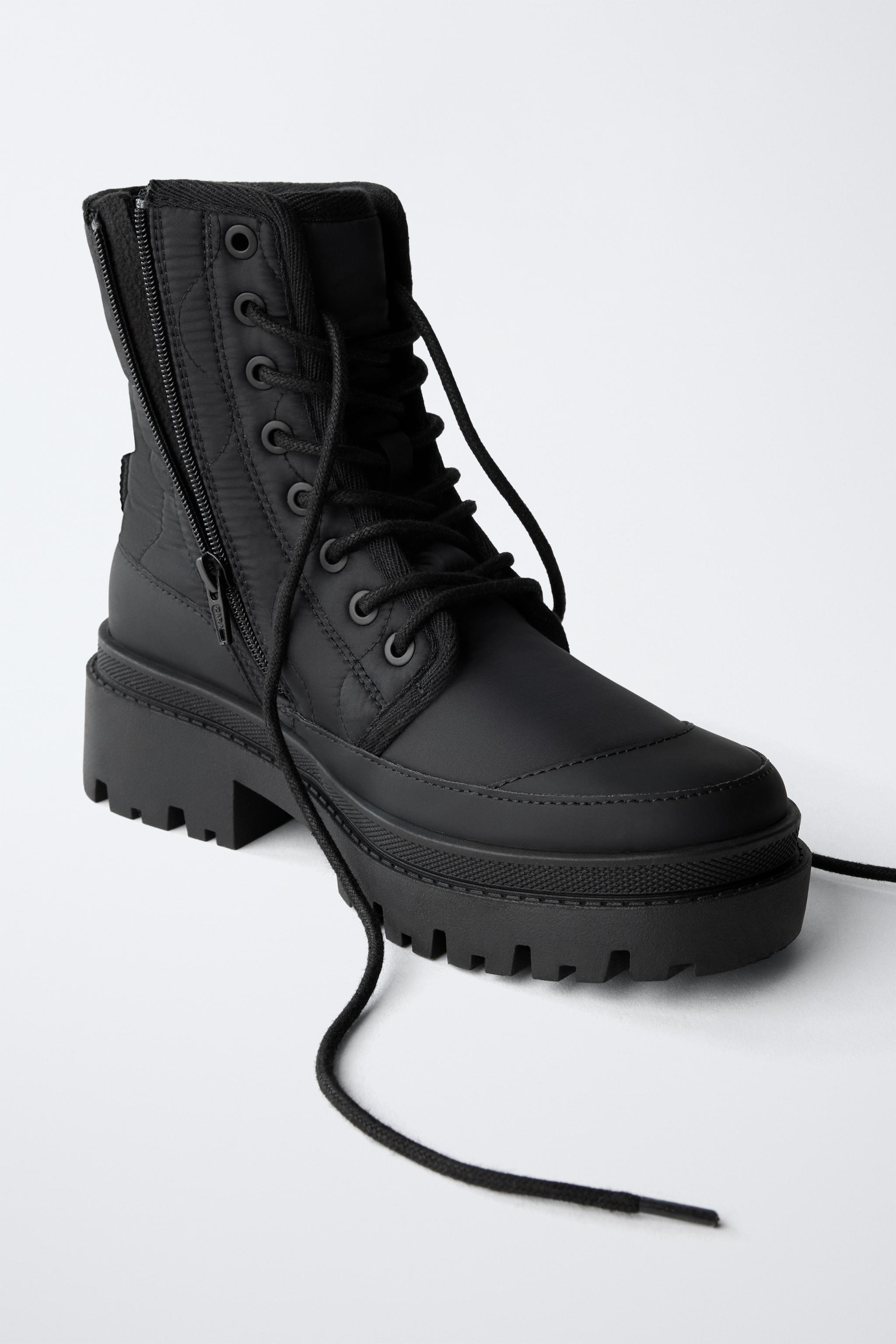 QUILTED LACED ANKLE BOOTS