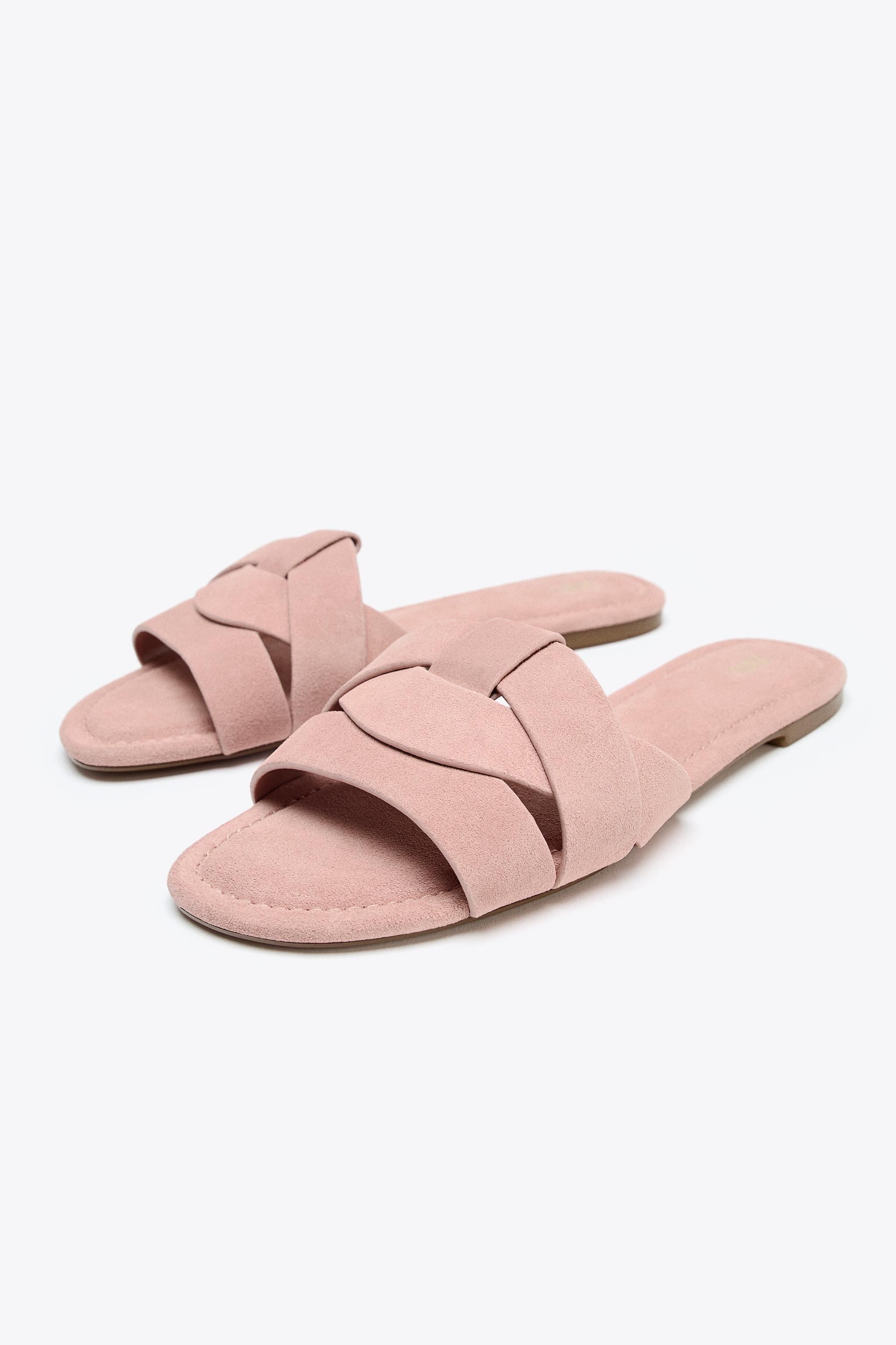 CROSSOVER LEATHER FLAT SANDALS
