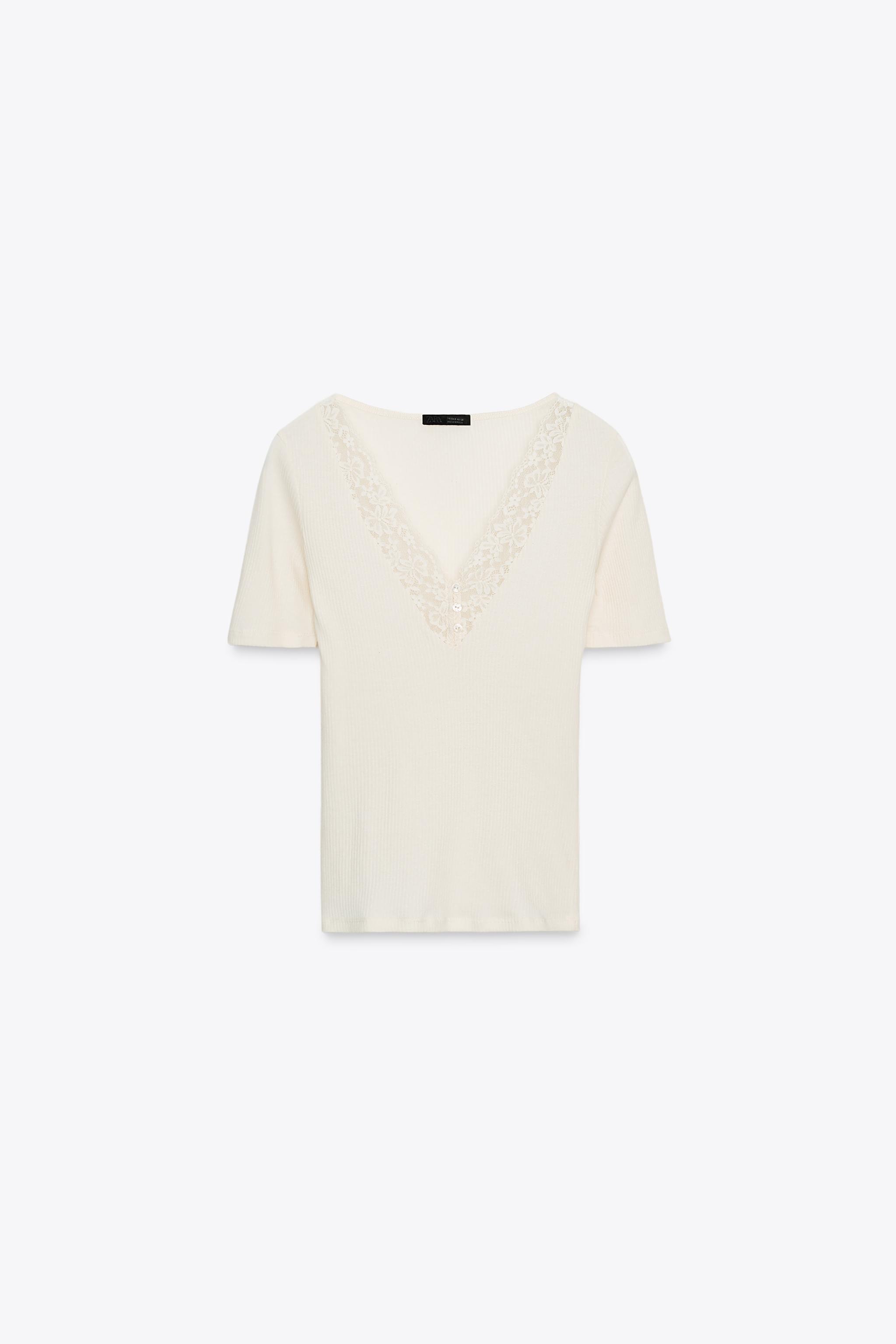 RIBBED LACE T-SHIRT
